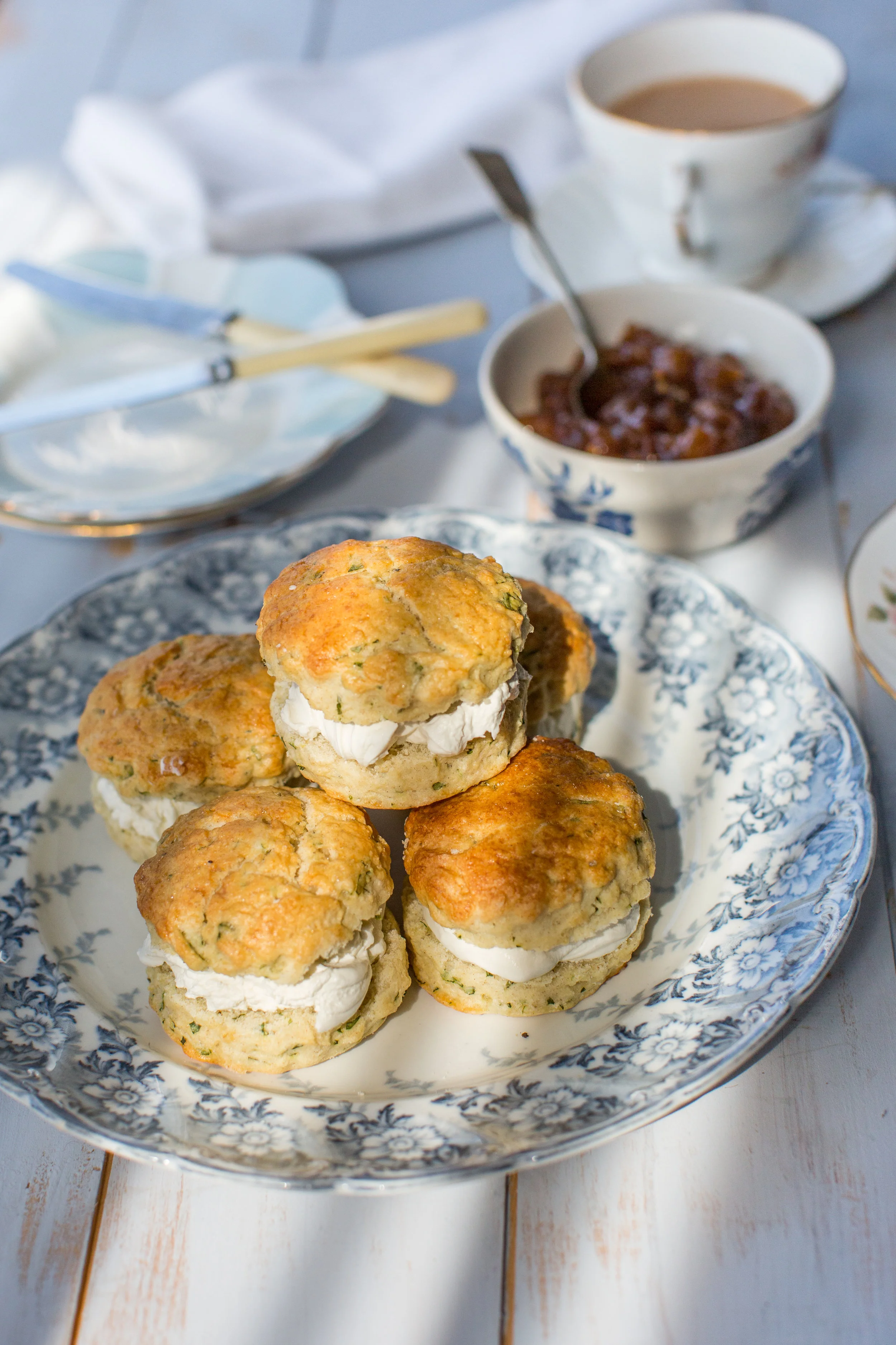 Savoury Watercress scones with Goats Cheese Mousse and Pear Chutney 2.jpg