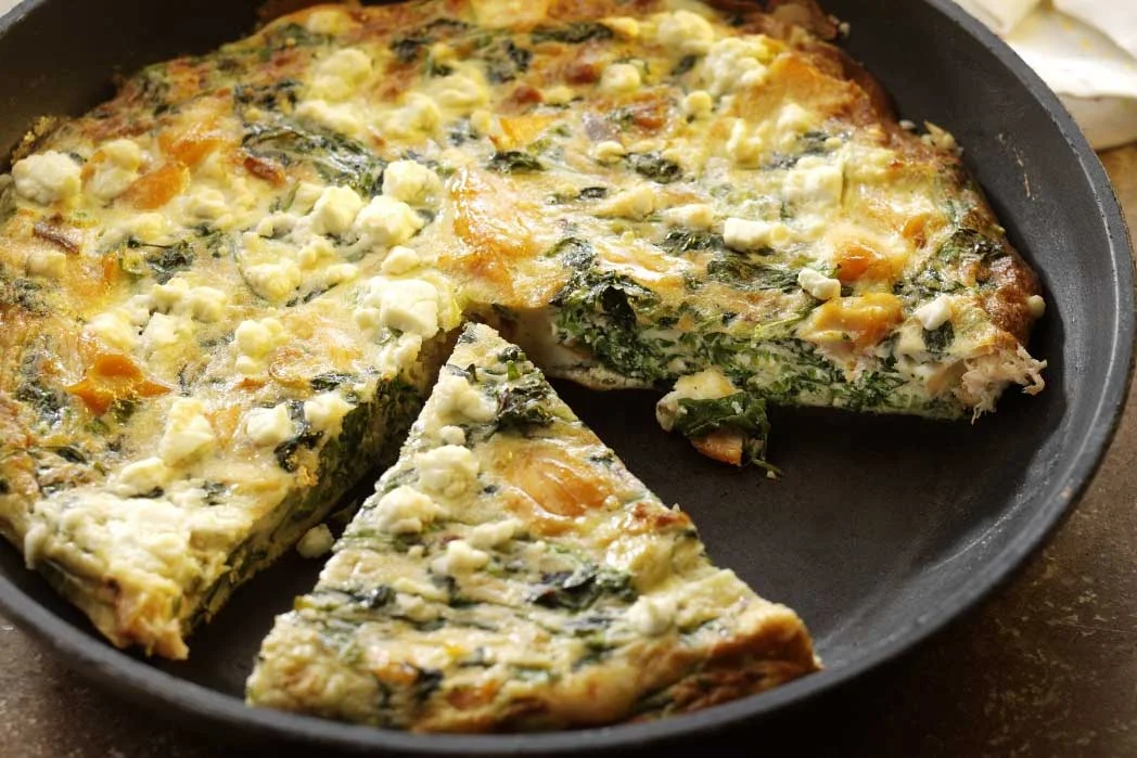 Hot smoked salmon breakfast frittata