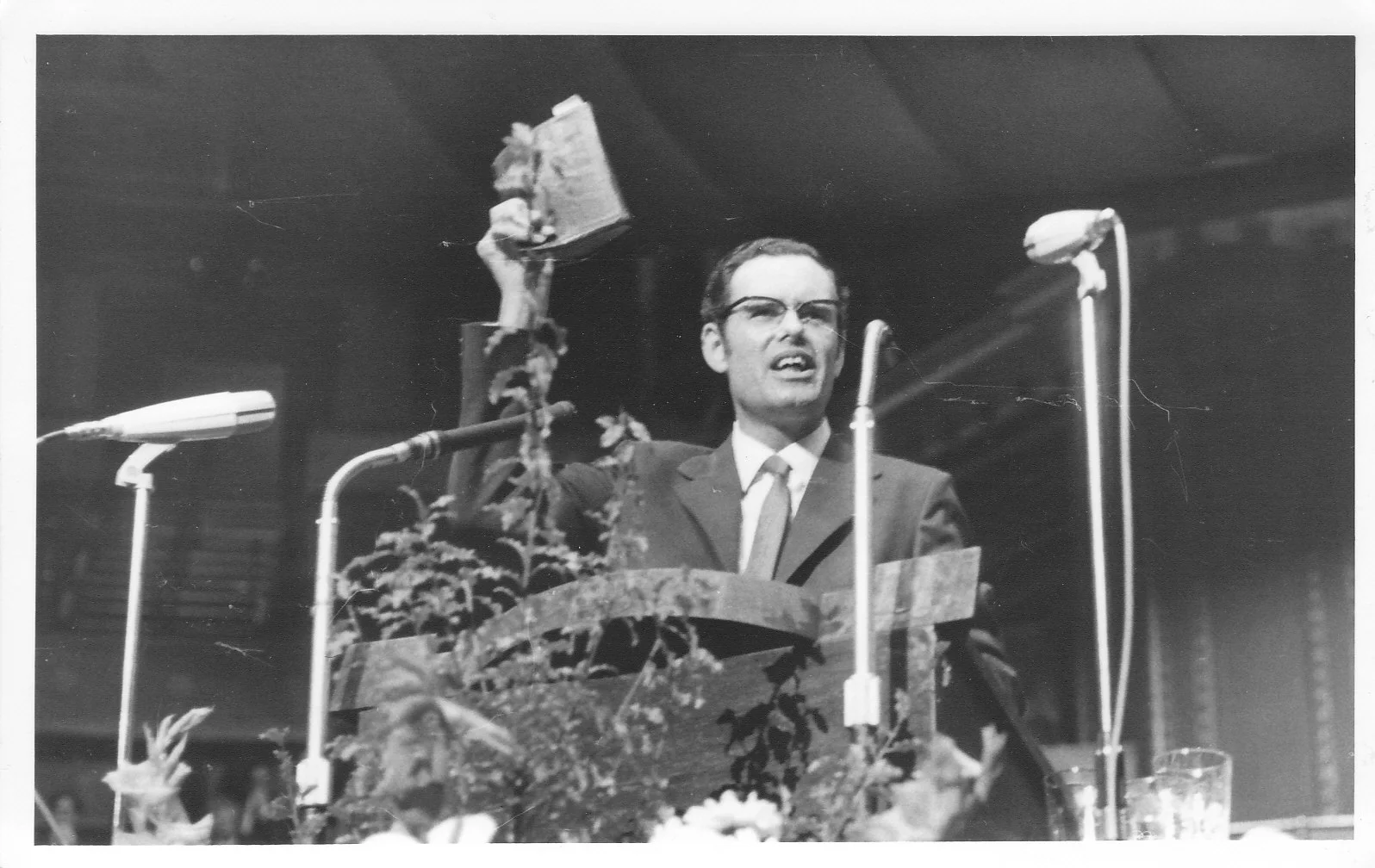 Preaching in the Royal Albert Hall, Easter 1973, 4 days after his miraculous release from prison.