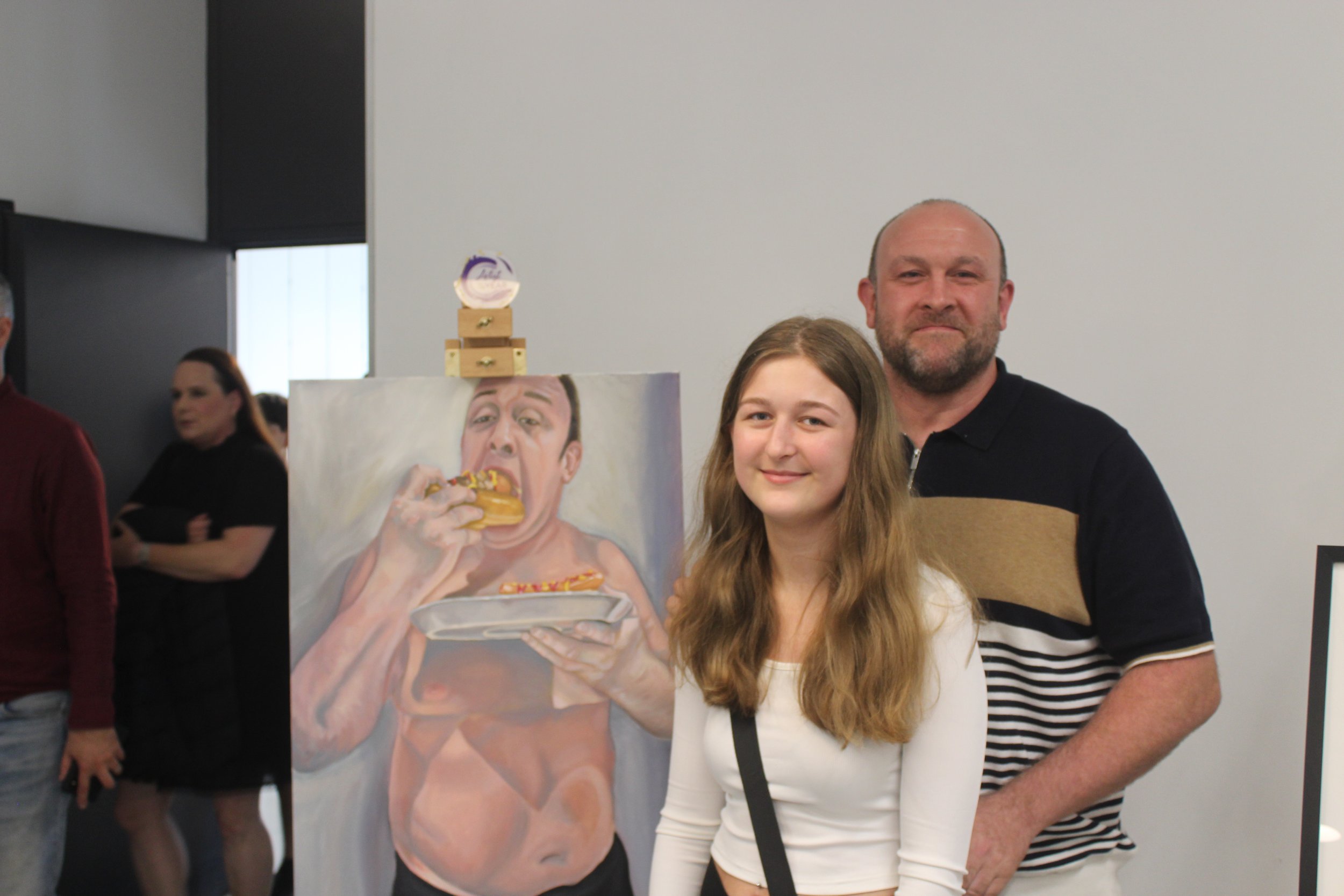 OGAT AOTY student with artwork and model - dad.JPG