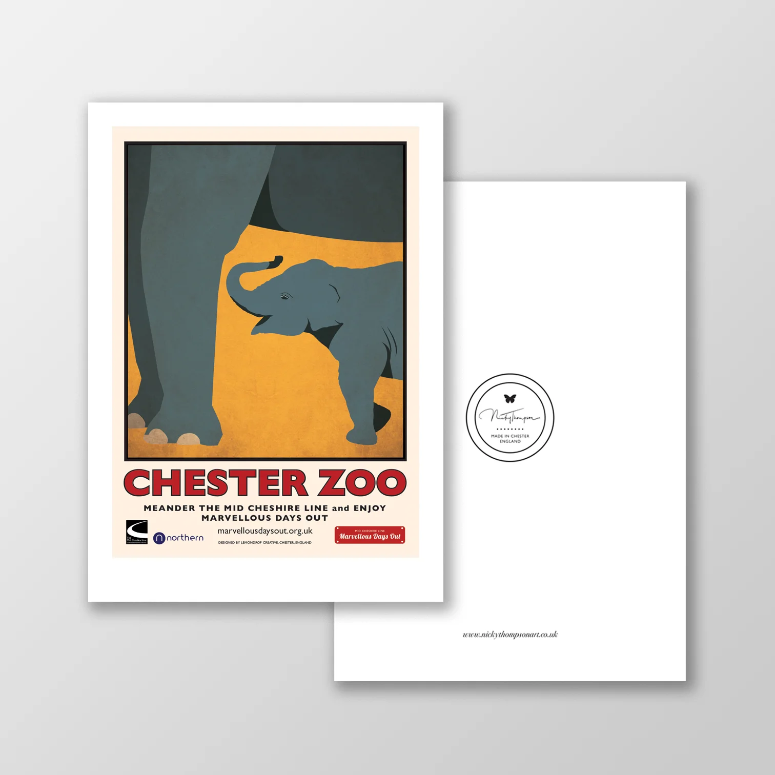 MCL - Elephants A5 Signed Postcard