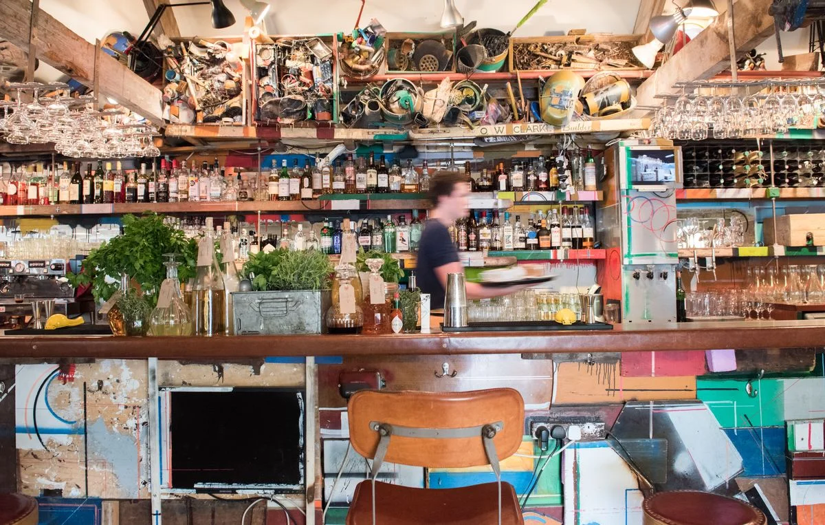 The bar at Roth Bar & Grill, created by artists Björn and Oddur Roth during their residency at Hauser & Wirth Somerset.