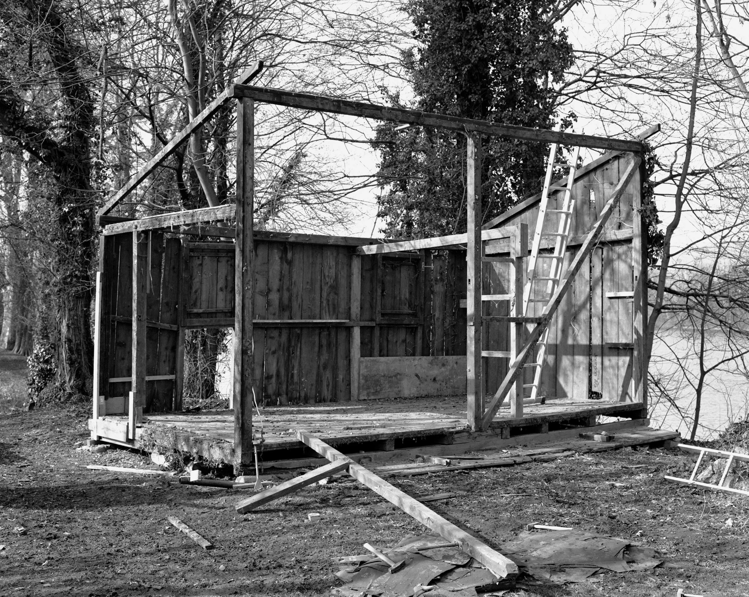 Shedboatshed (Mobile Architecture No. 2) , Production Stills, 2005. Photographs: Simon Starling; courtesy of Dan Richards