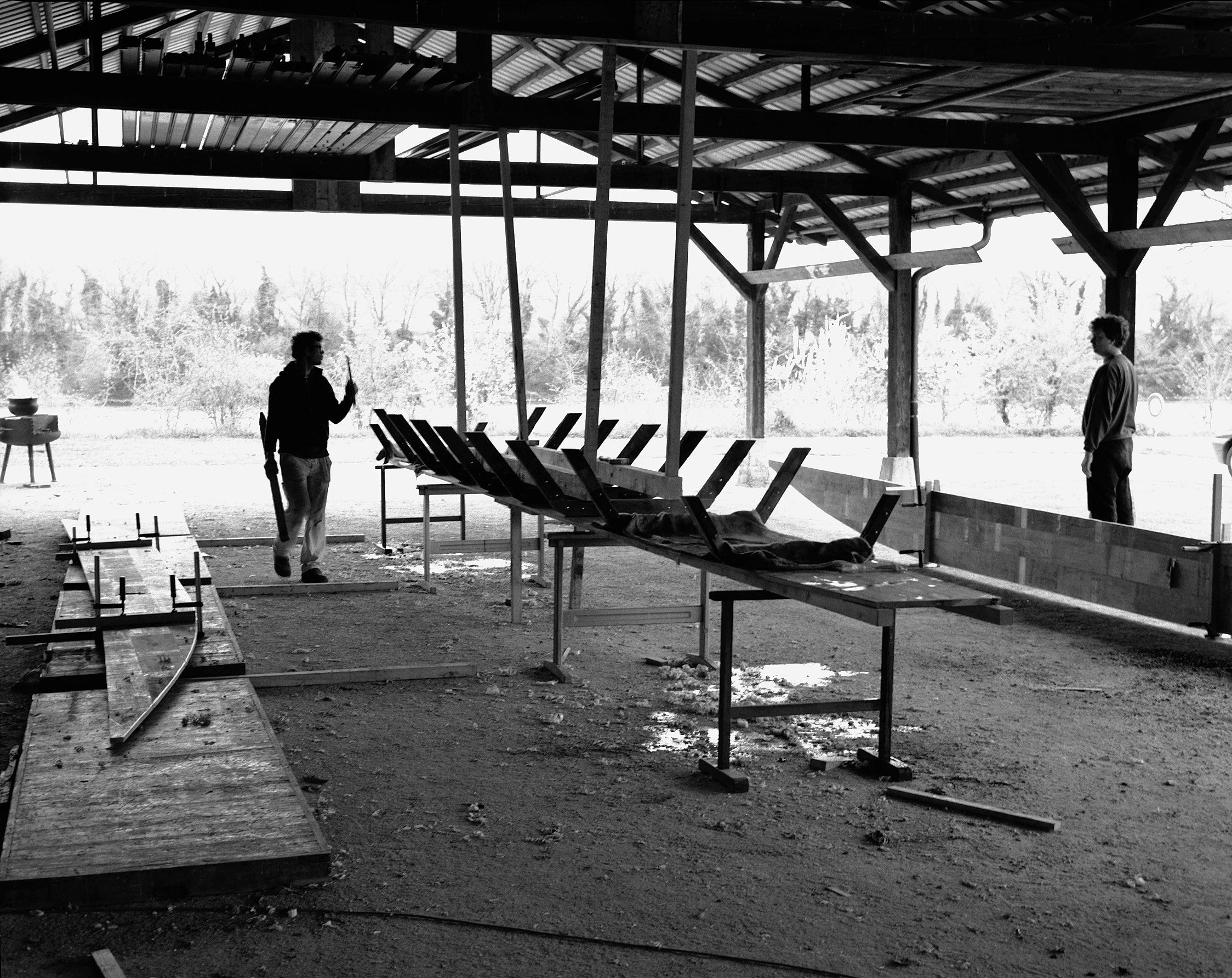Shedboatshed (Mobile Architecture No. 2) , Production Stills, 2005. Photographs: Simon Starling; courtesy of Dan Richards