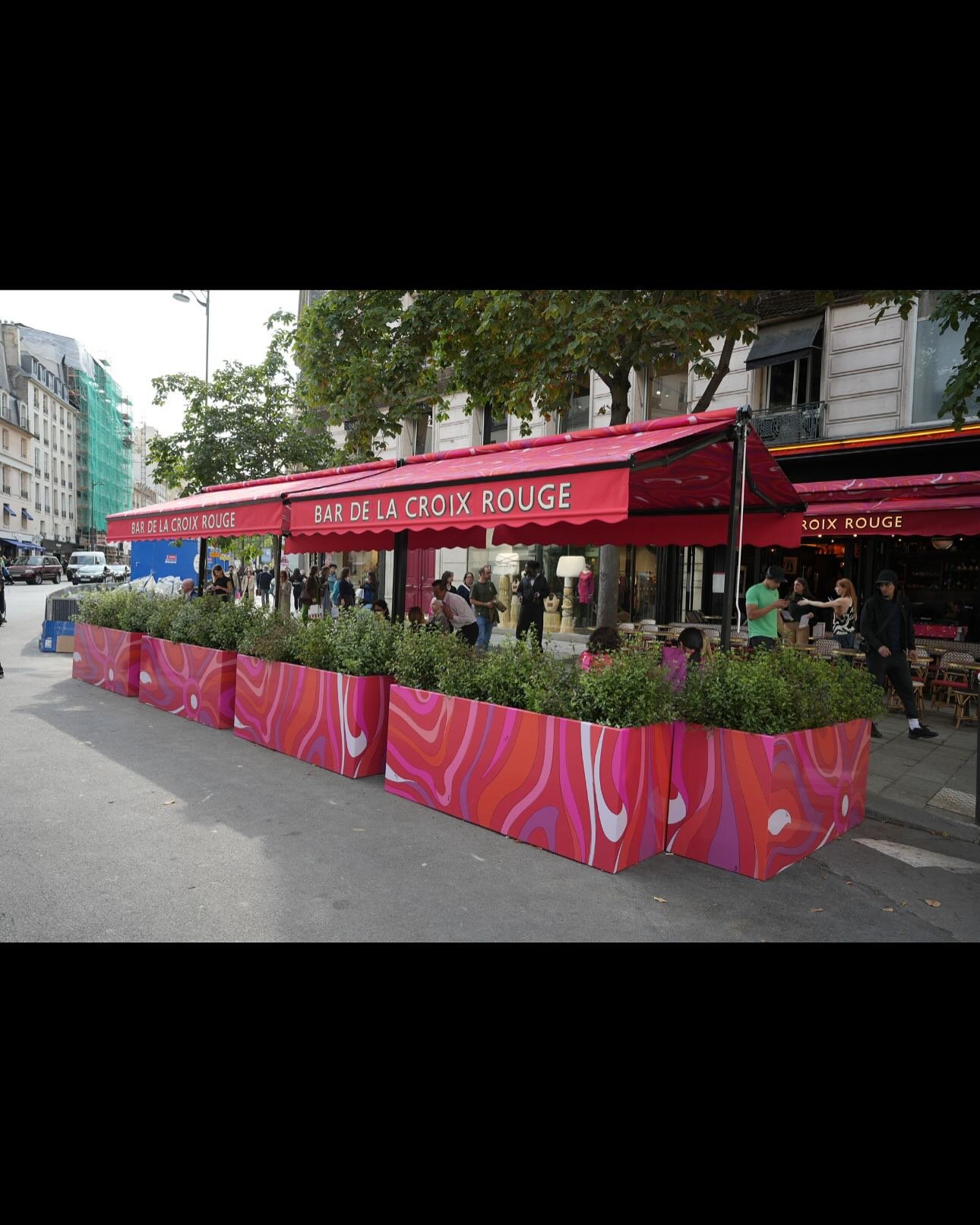 @emiliopucci 

To celebrate the launch of its Parisian summer takeover, Pucci has transformed the iconic Bar de la Croix Rouge into a
sun-soaked escape on the Rive Gauche. From June 1st to July 30th, the terrace is dressed in Marmo &mdash; the house&