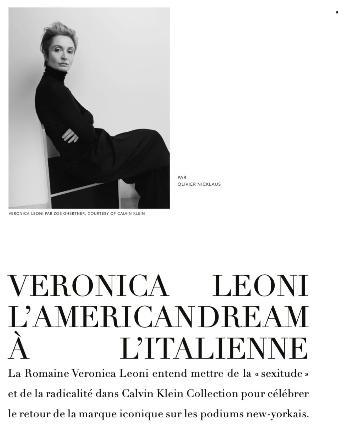 @veronicaleoni @calvinklein special feature in @bazaarfrance 
@oliviernicklaus 
@alexcarl 
@josephinelochen 
@alaina.rae54