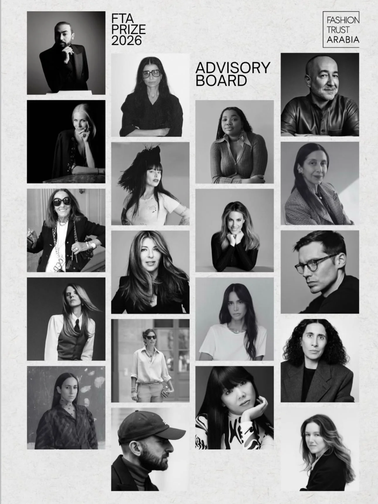 @fashiontrustarabia 

Announcing the first round of our renowned Advisory Board Members for the 8th edition of the #FTAPrize2026

Ashi @ashistudio
Carmen Busquets @carmen.busquets
Carlyne Cerf de Dudzeele @carlynecerfdedudzeele
Anna Dello Russo @anna