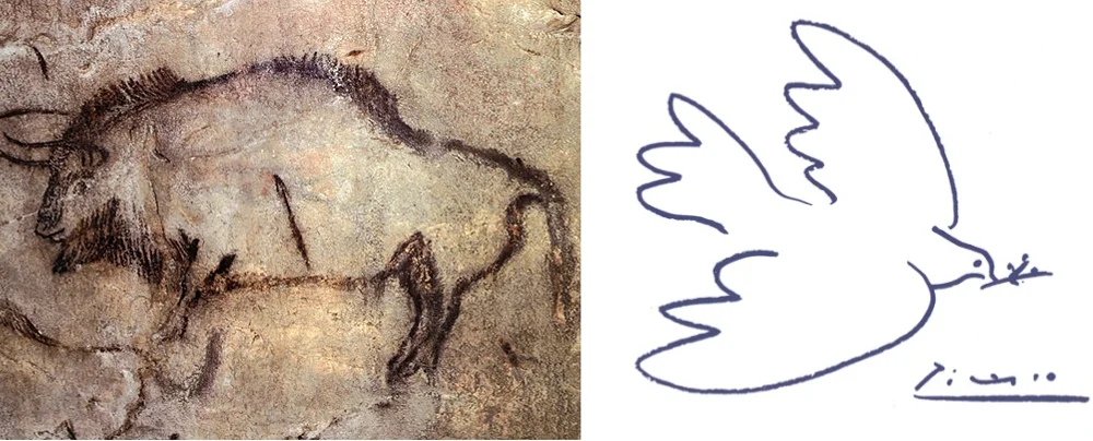 Left: Cave Paintings; Right: Picasso’s line drawing