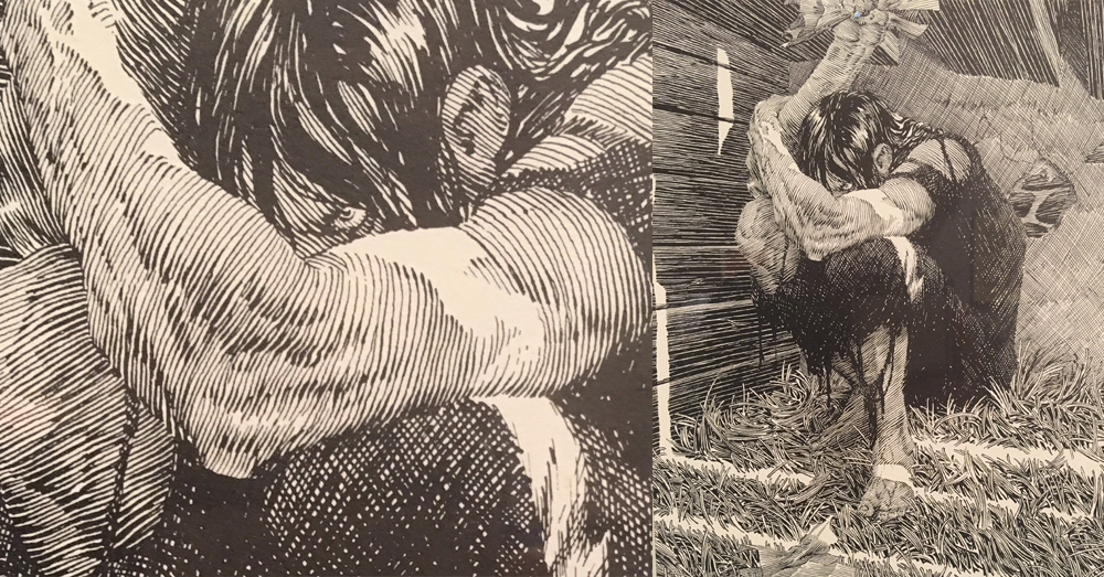 Bernie Wrightson Inked drawing