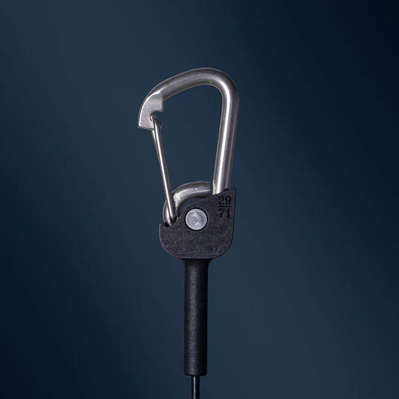 black carabiner with 29/71 logo detail