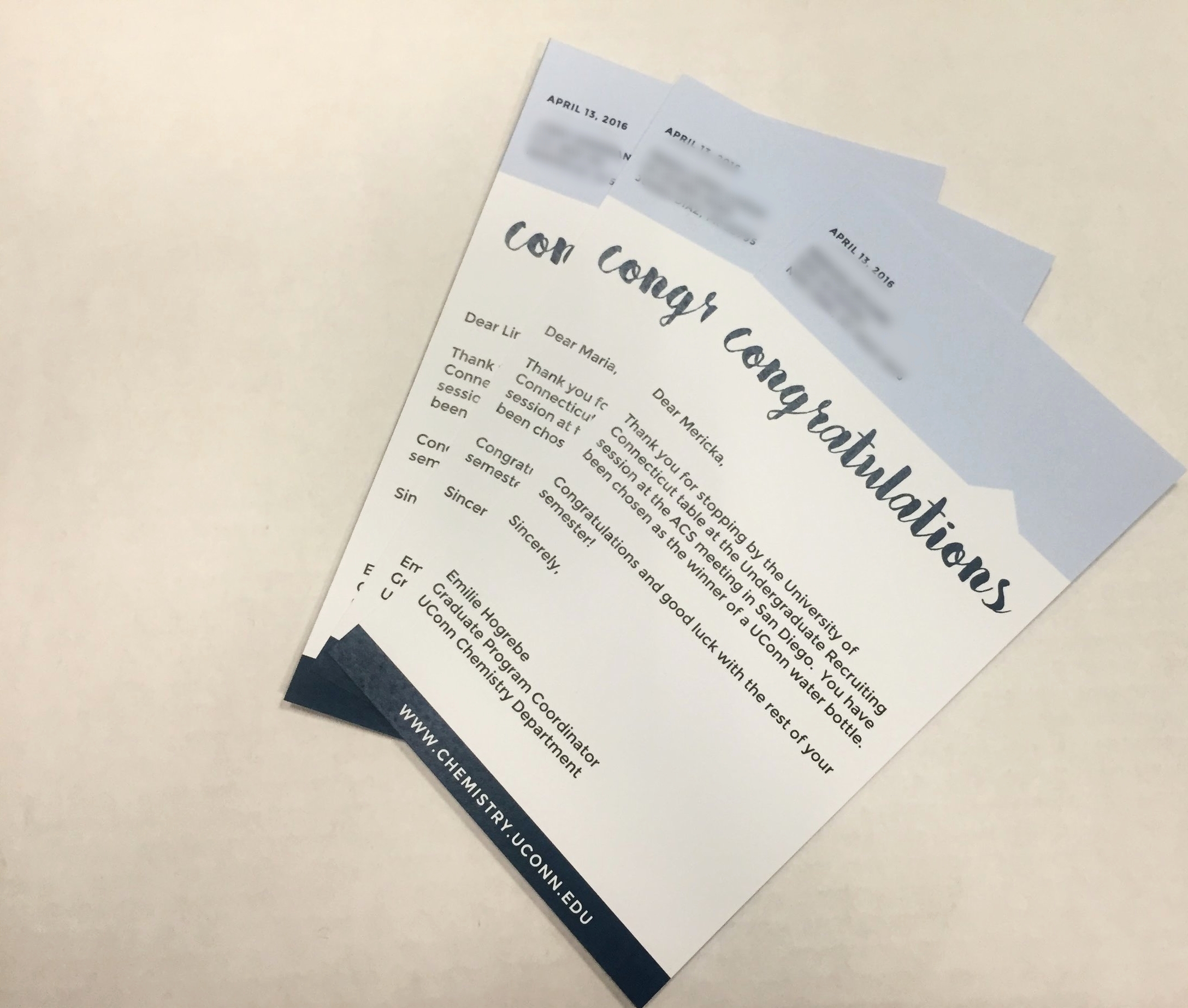 Winners were mailed UConn branded merchandise and a congratulatory note.