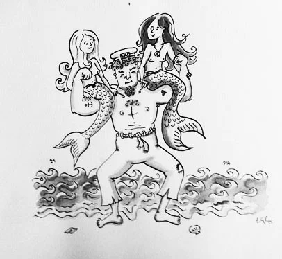 Hello Sailor, pen and ink work