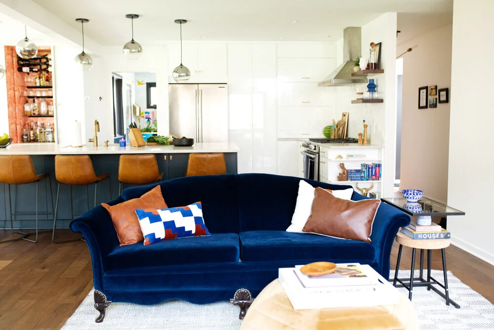 48.bluevelvelvetcouch.mustardpouf.openconcept.grandrapidsinteriordesigner..jpg