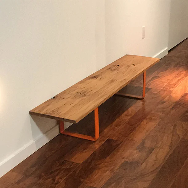 Wormy Chestnut, 2 Painted Iron rectangles for legs 2017