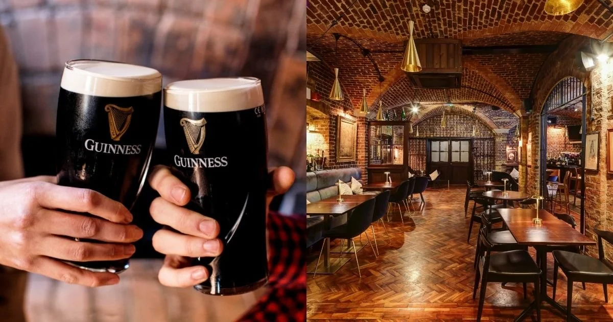 Two glassed of Guinness and the Champagne Bar at 116 Pall Mall