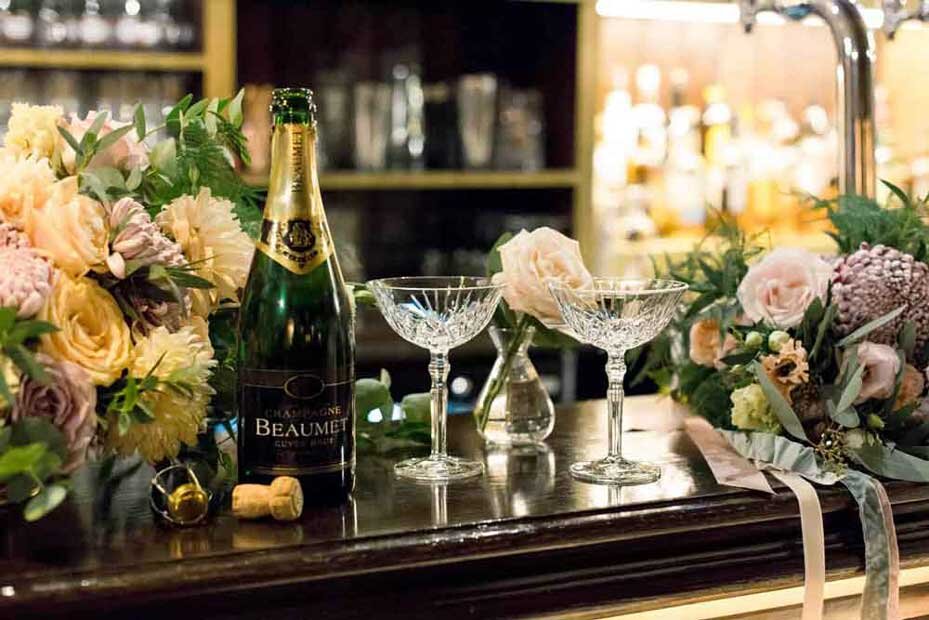 Champagne reception in the Wine Bar