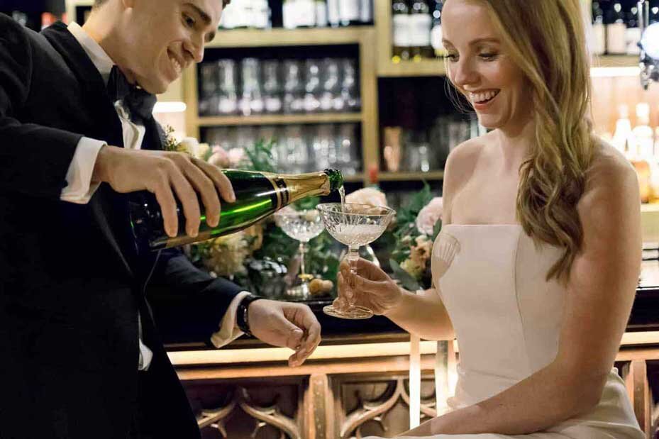 Champagne reception in the Wine Bar