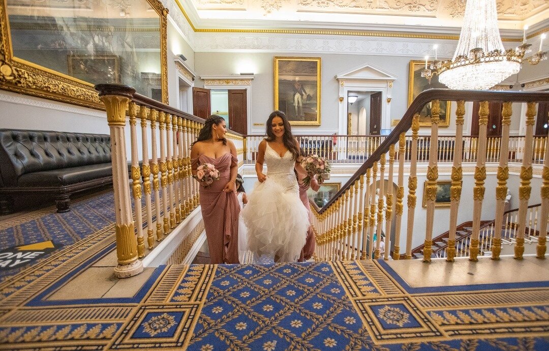 Happy Friday! We're another week closer to welcoming our lovely couples back into the building for their big day! 🎉⠀⠀⠀⠀⠀⠀⠀⠀⠀
 ⠀⠀⠀⠀⠀⠀⠀⠀⠀
We love this shot of the bride and her bridesmaids on their way up to the ceremony - talk about making a grand en