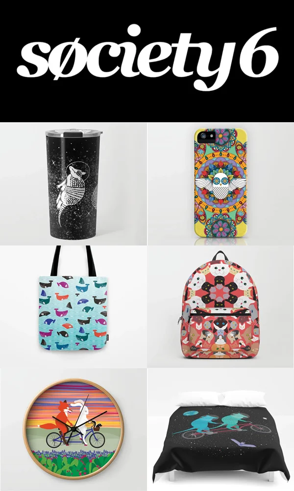 Order high quality art prints directly from me, but check out the Whale Yes store on Society6 for fun products that I don’t carry at art fairs, like clocks, bags, and more!