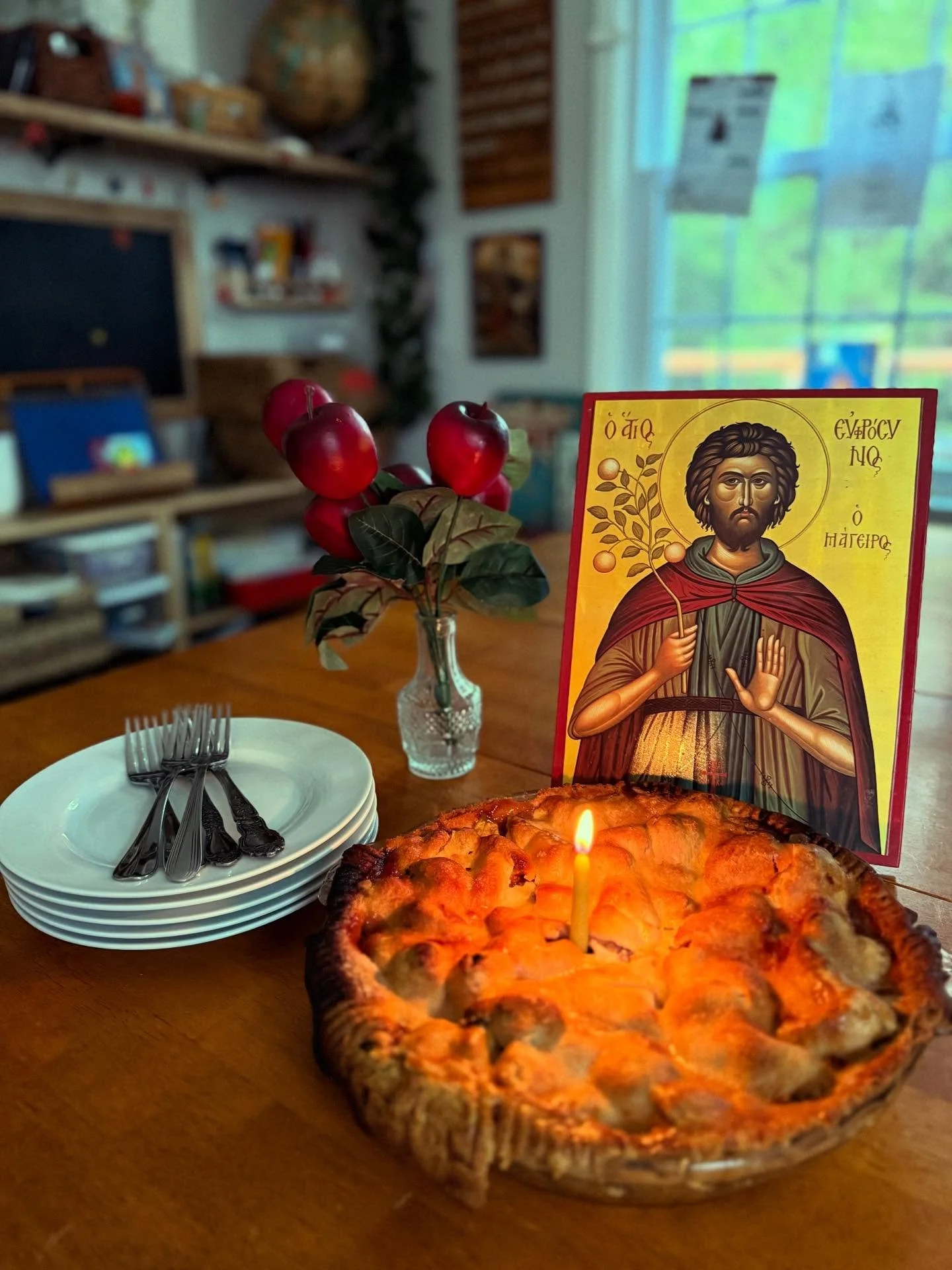 The world groans with sorrow,
its nights heavy with grief.
Wars rage, hearts harden,
hope flickers like a candle in the wind.

And yet&mdash;
we bake the pies.
We set the table with trembling hands,
fold napkins, light a little flame,
and call the ch