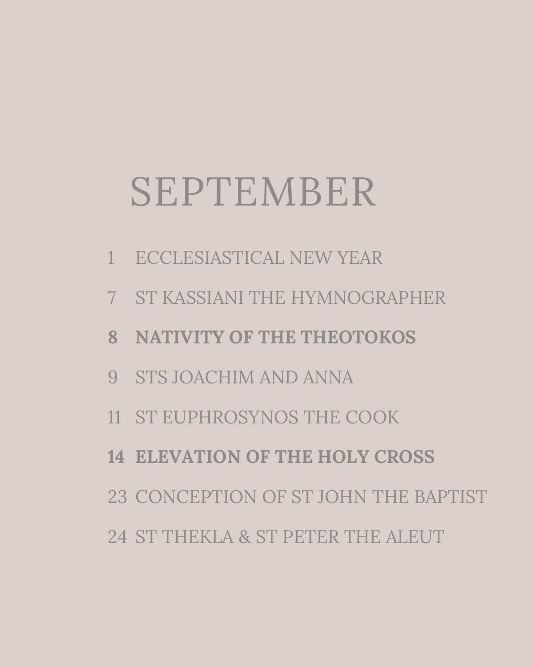 🍎 Orthodox Feast Days in September 🍎

Scroll to find some easy ways to live out the Orthodox liturgical calendar this month!

Head to the blog for clickable links to recipes and more info on each of these ideas! I also have one-page print outs for 