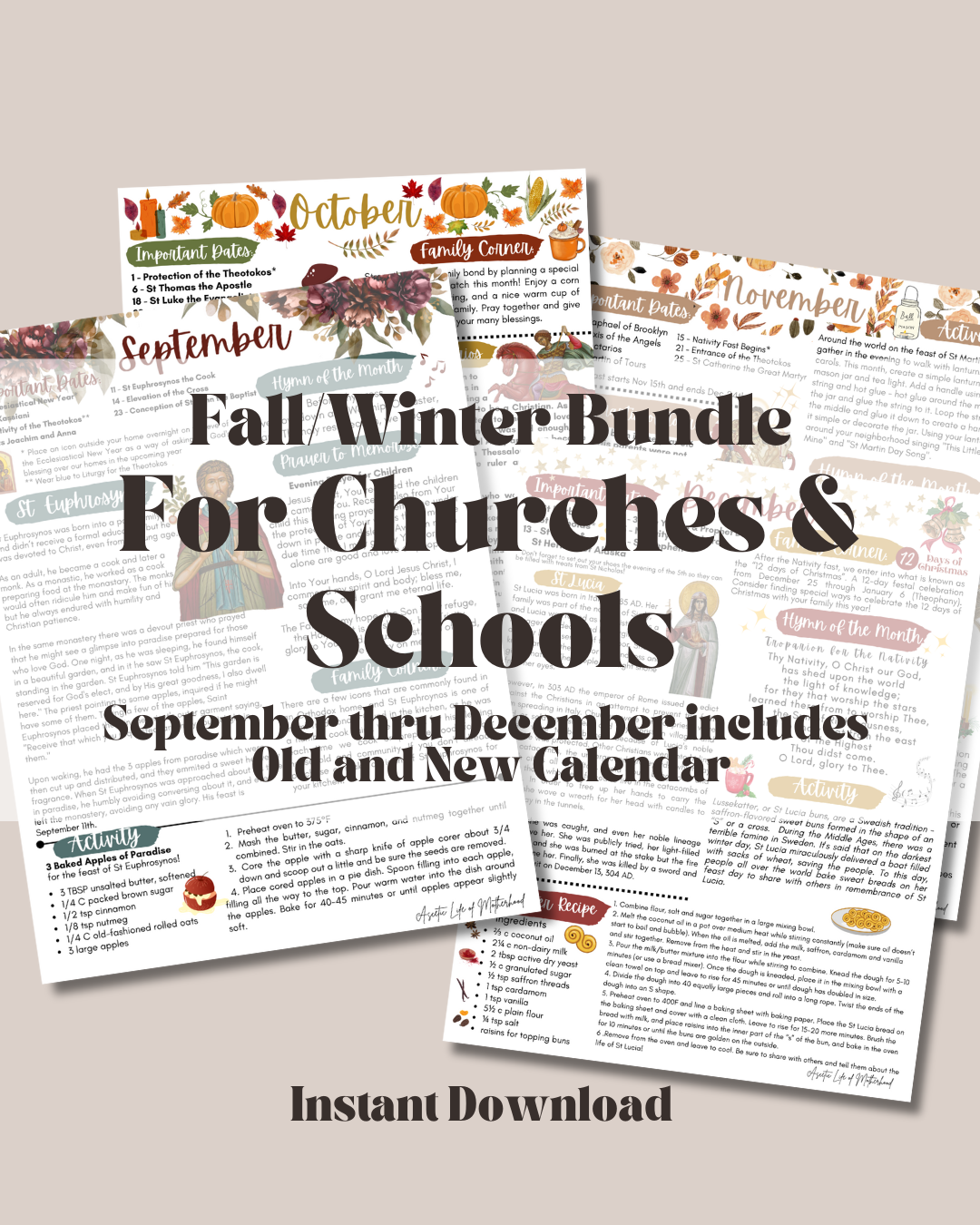 (Group License) Fall/Winter Orthodox Liturgical Printable Set