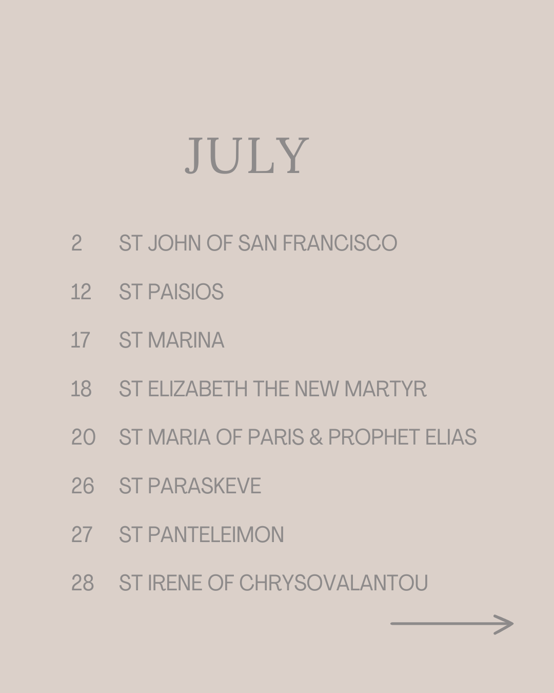 Orthodox Feast Days in July