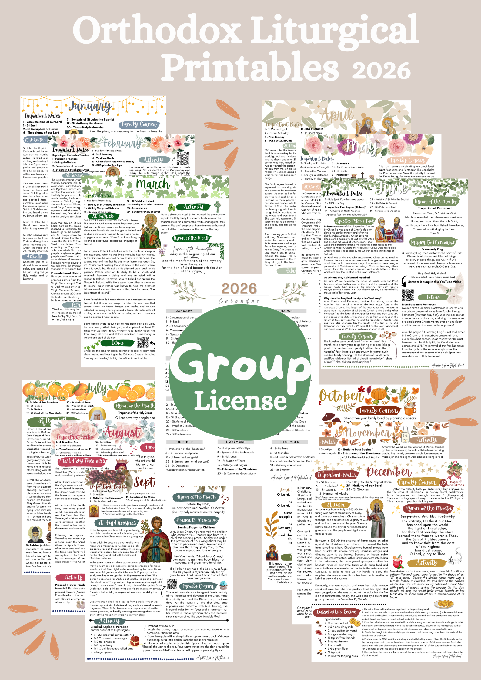 Group License 12 Months Orthodox Liturgical Printable 2026