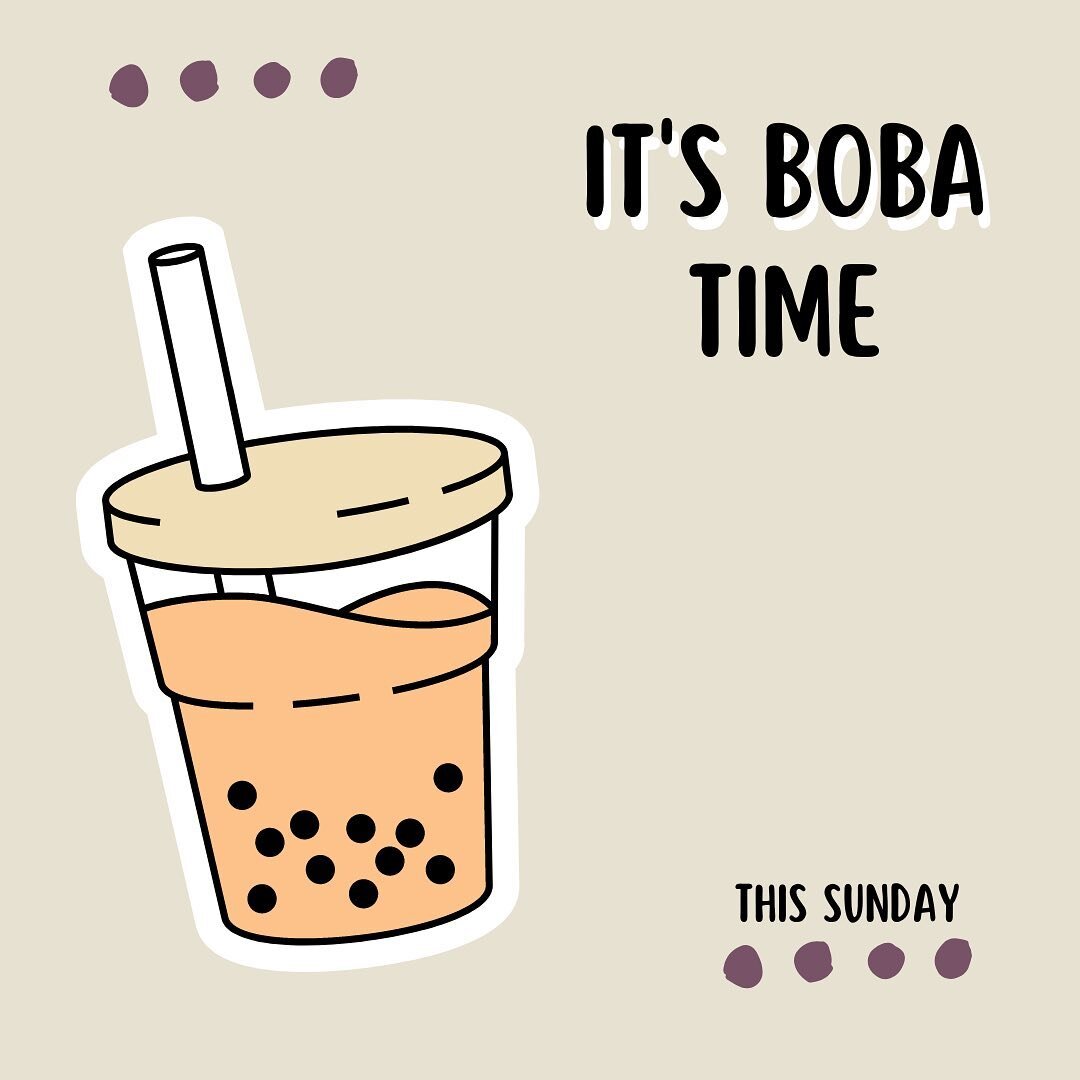 Tomorrow right after the gathering👏 

Bring $10 &amp; let&rsquo;s meet in the lobby for boba &amp; small group discussion🤩
