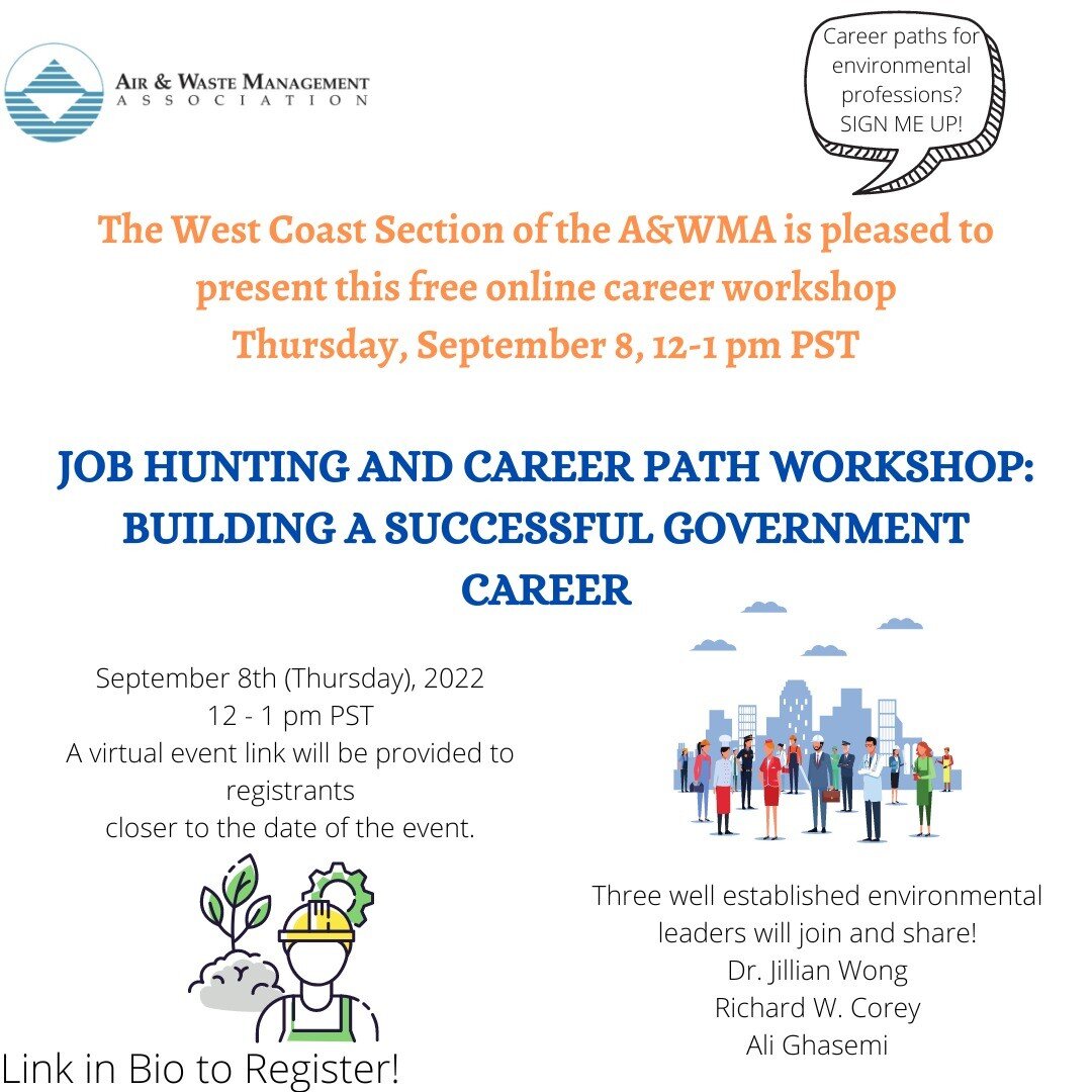 A very exciting opportunity to discuss successful career paths in environmental professions highlighting government jobs!

Link in Bio to register!