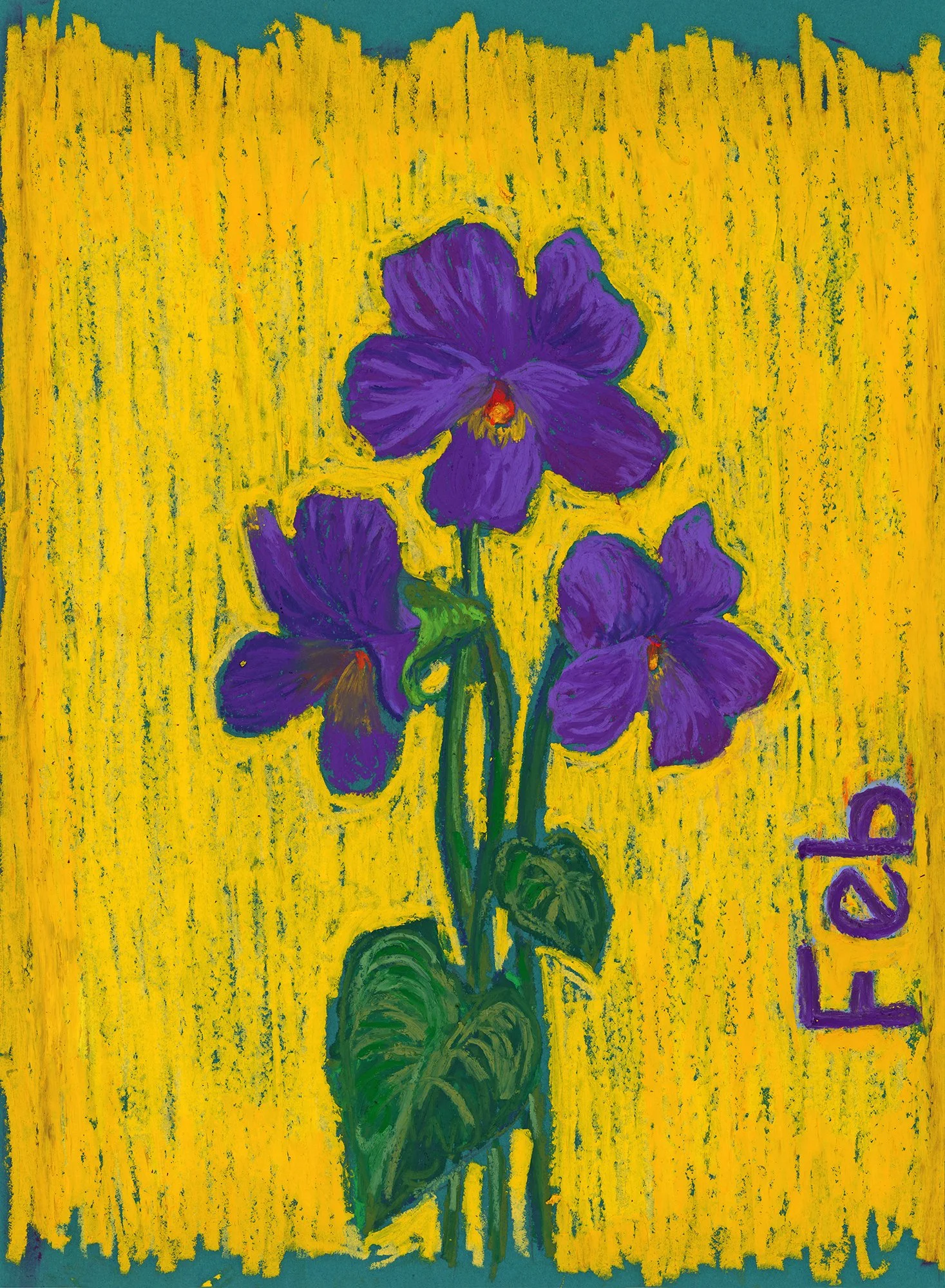 Violet - Oil pastel on paper