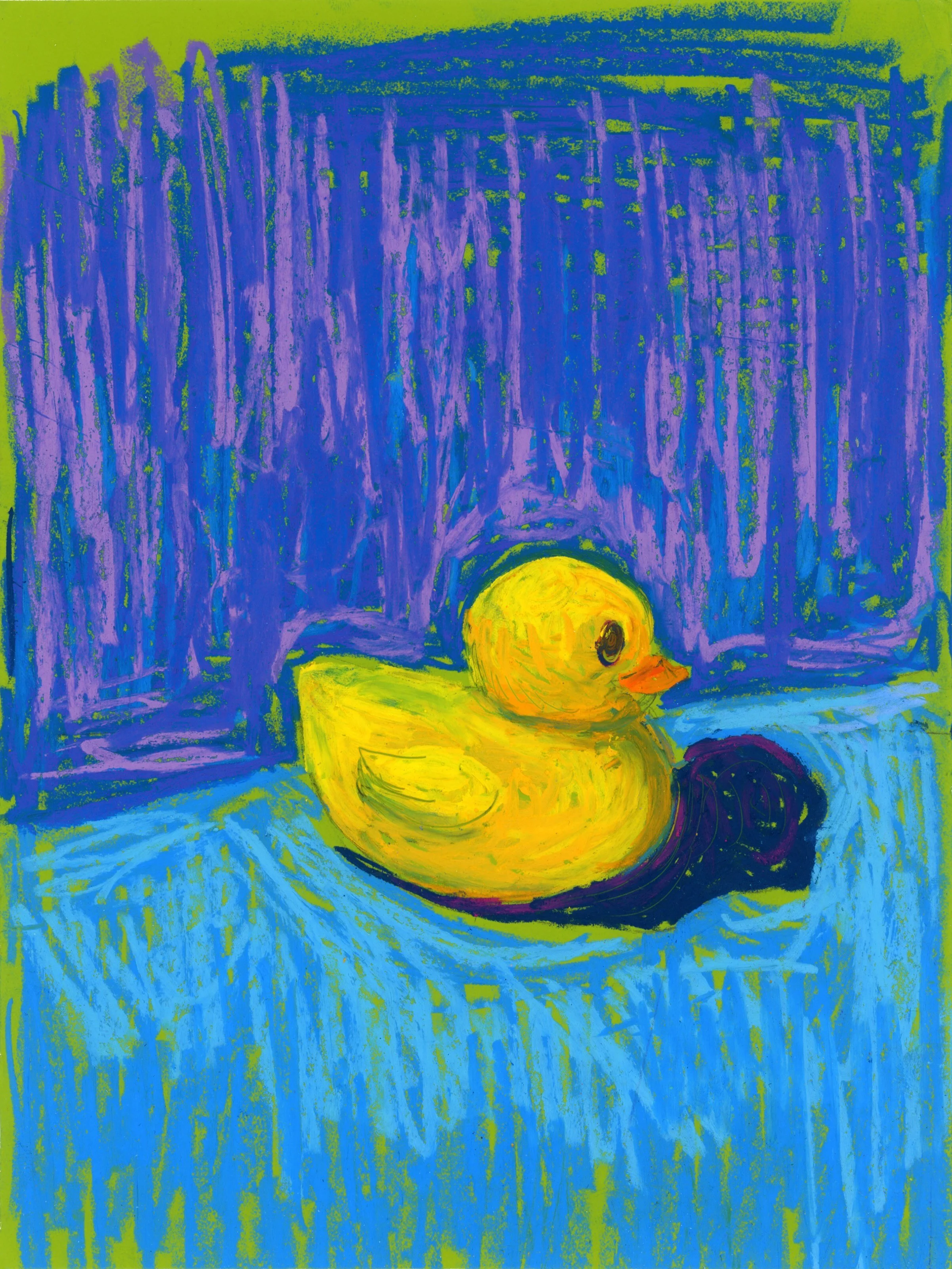 rubber duck - oil pastel on coloraid