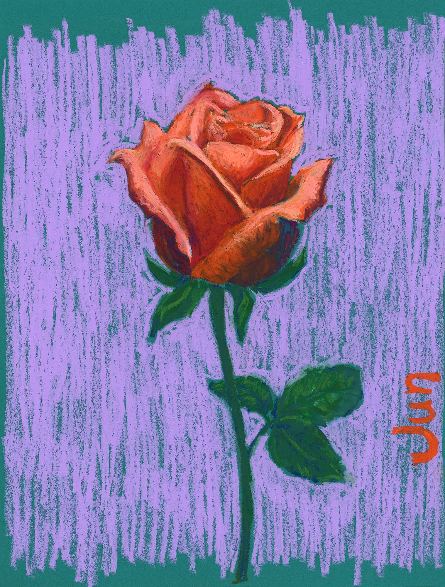 Rose - Oil pastel on paper