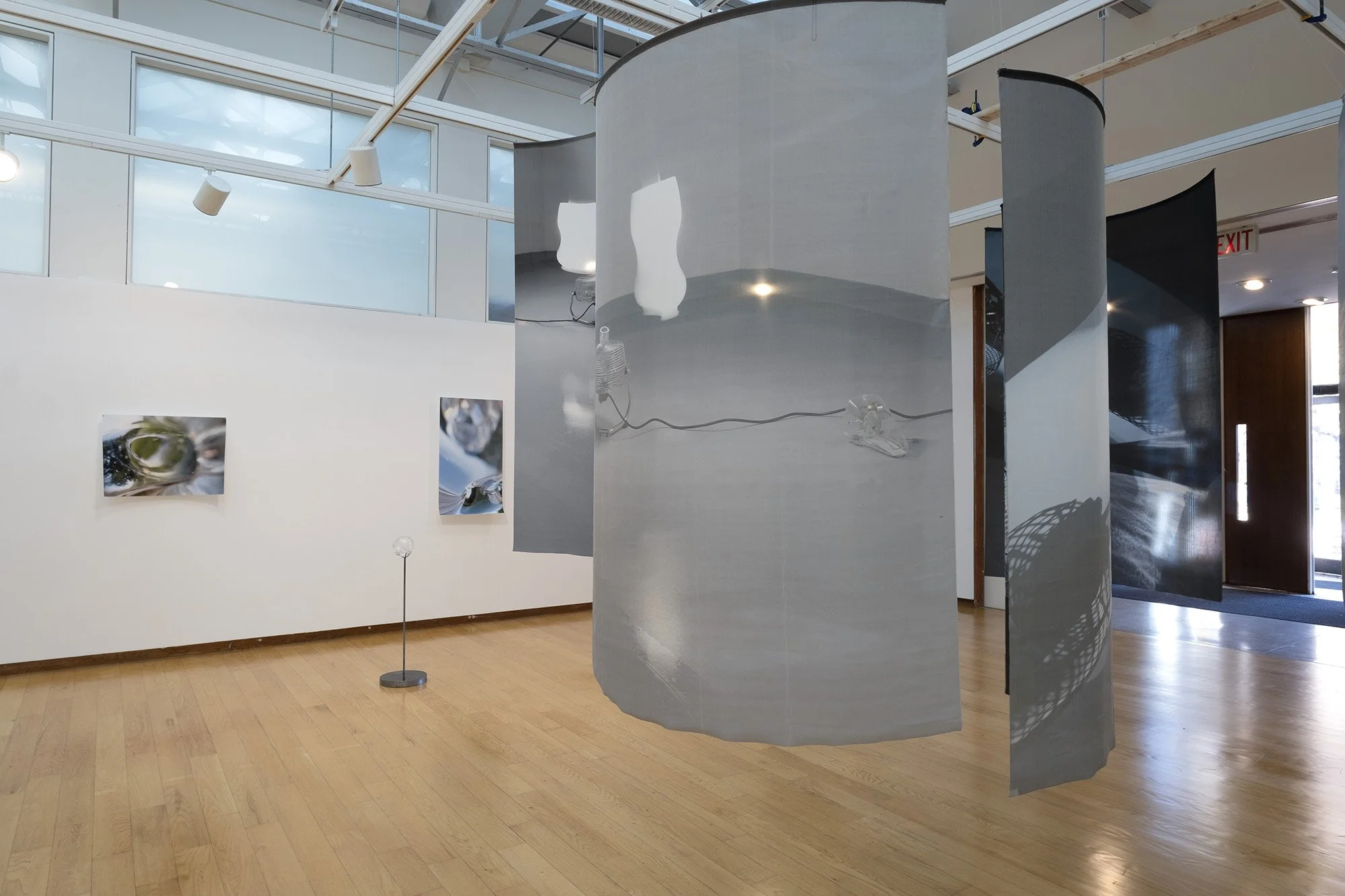  A 2023 iteration of "Photographs of Situation 1 [...] and Situation 2 [...]" in liquid lines, Alice C. Cole '42 Studio Grant Recipient exhibition at Jewett Arts Center, Wellesley College, Massachusetts.  