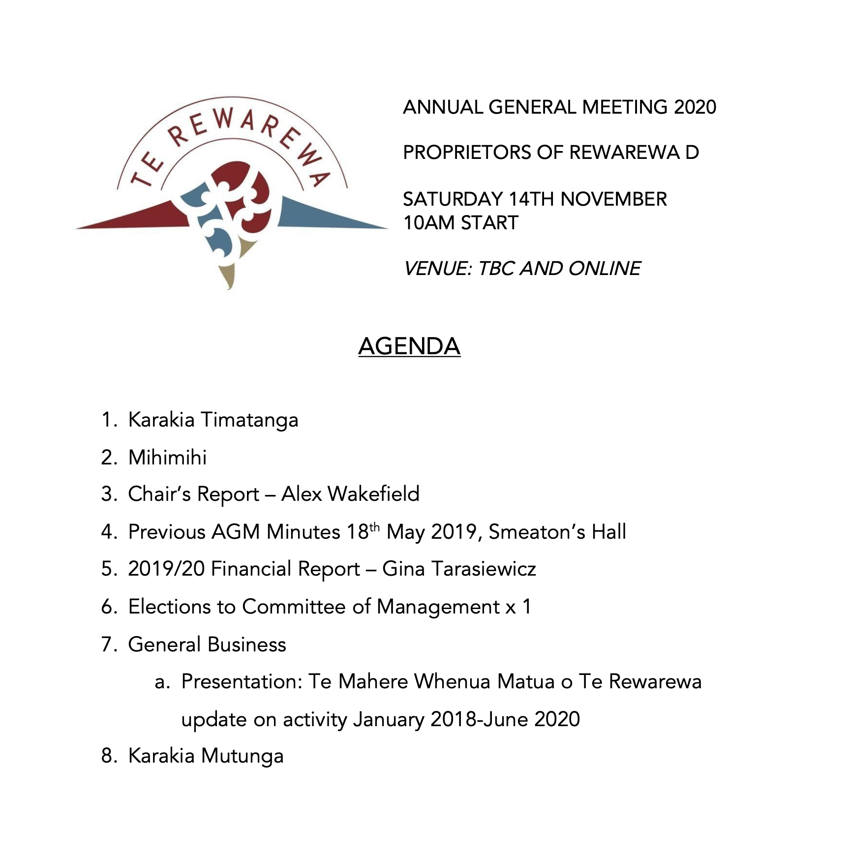 2020 Annual General Meeting - Save the date