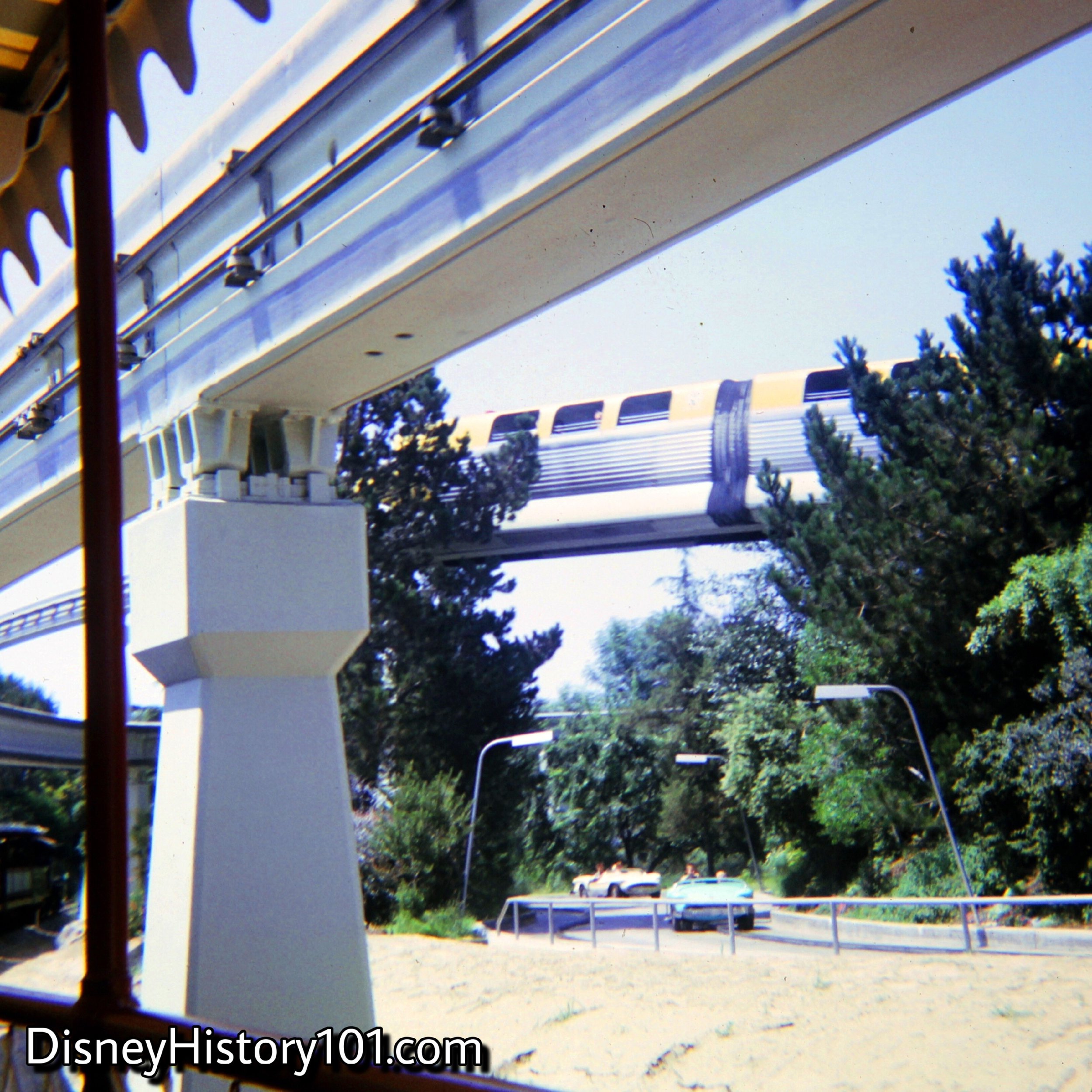 REENTERING THE PARK AND TOMORROWLAND SEGMENT - Monorail Mark II Yellow, 1966