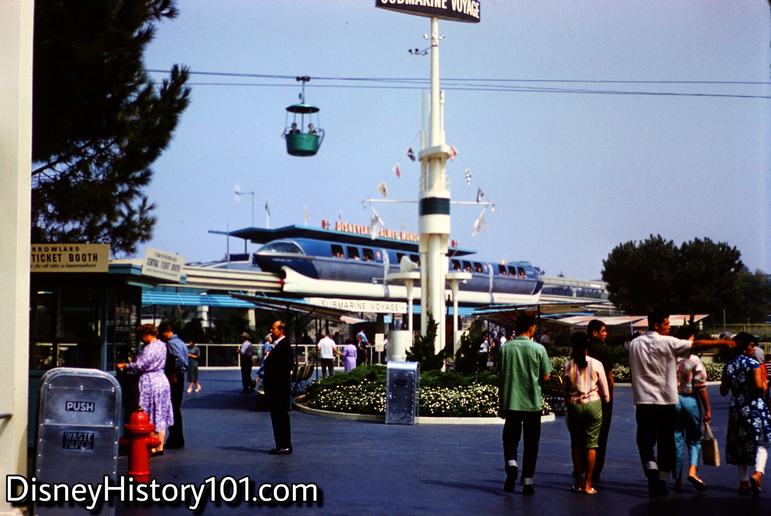 REENTERING THE PARK AND TOMORROWLAND SEGMENT - Monorail Mark II Blue, (1961)