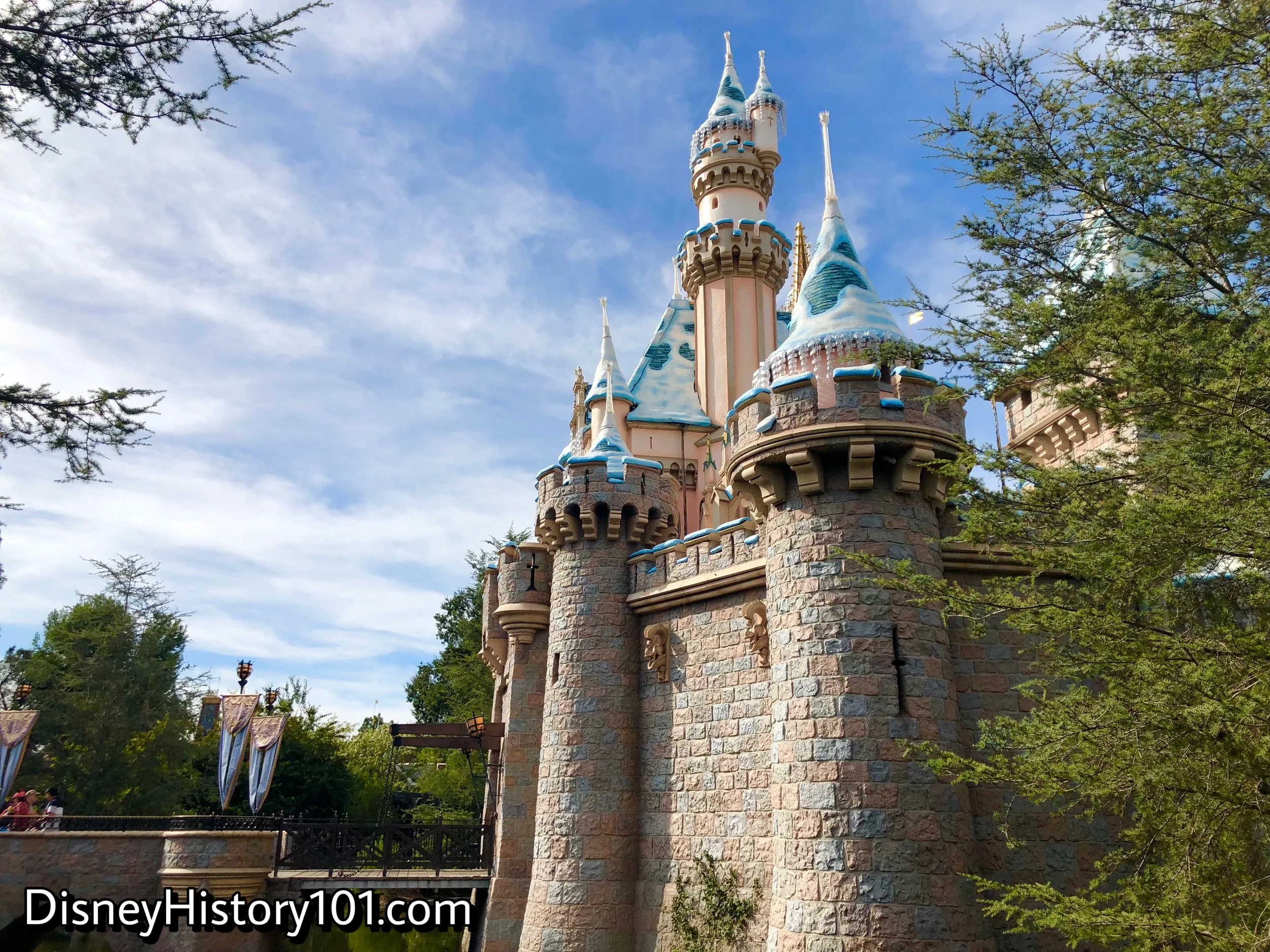 Sleeping Beauty Castle with a winter season overlay.