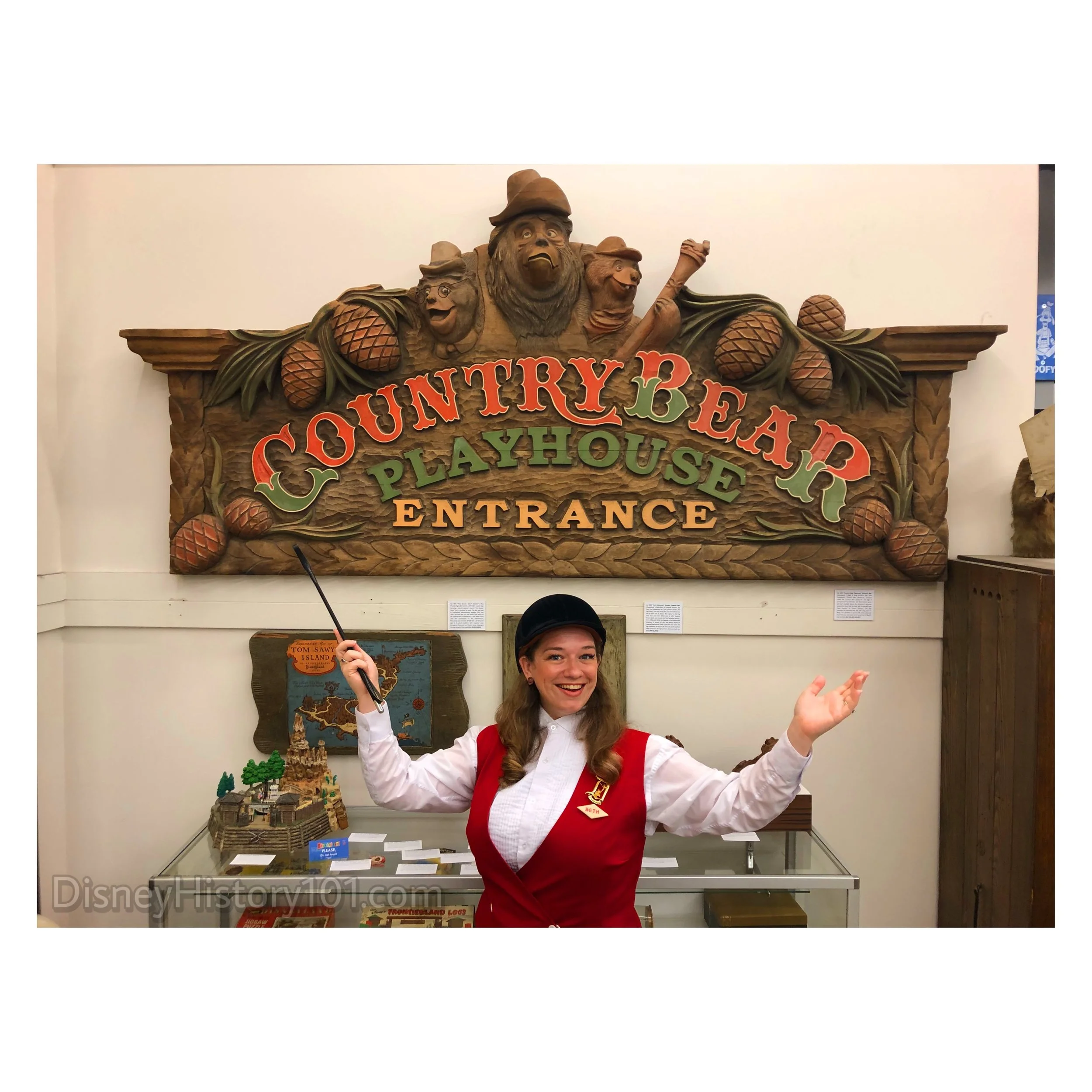 Artist Robert Kinman sculpted this original Country Bear Playhouse sign. He also worked on a number of other wood-related projects for Disneyland, including some repair work on few of Disneyland’s caroussel horses. Robert recollects :“When Disney re…
