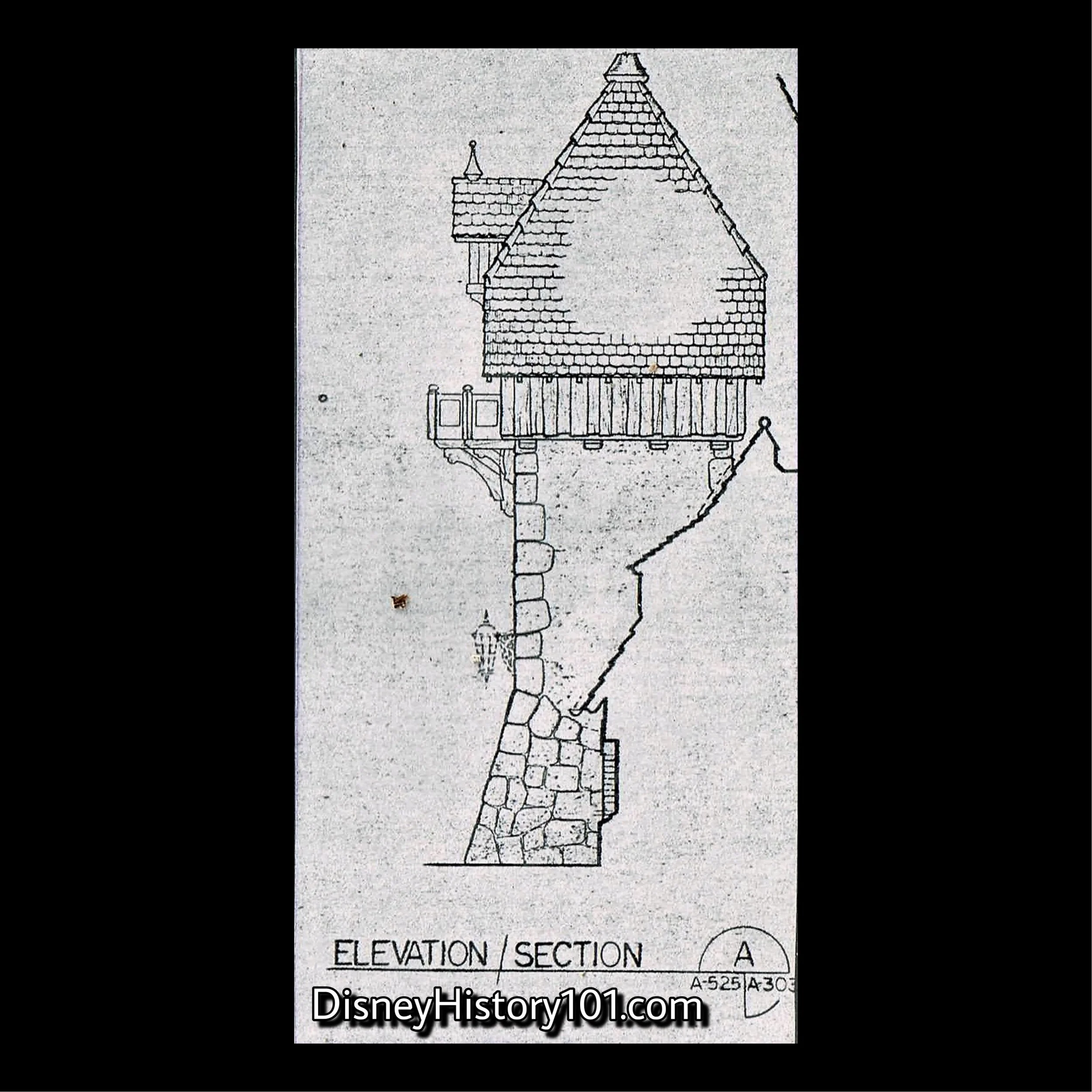 Fantasyland Clock Tower Elevation Drawing