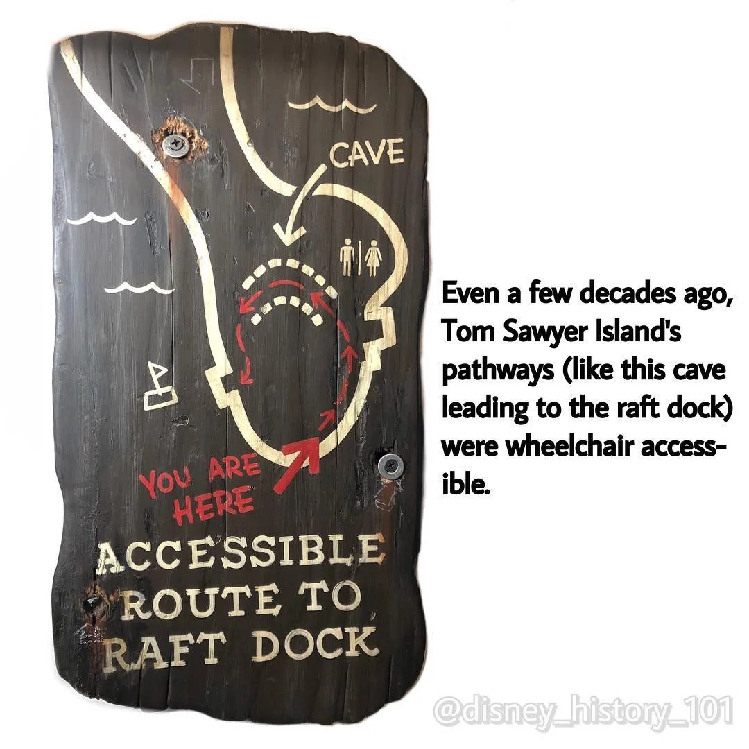 Wooden Tom Sawyer Island "Accessible Route" Map Sign, c. 1980s