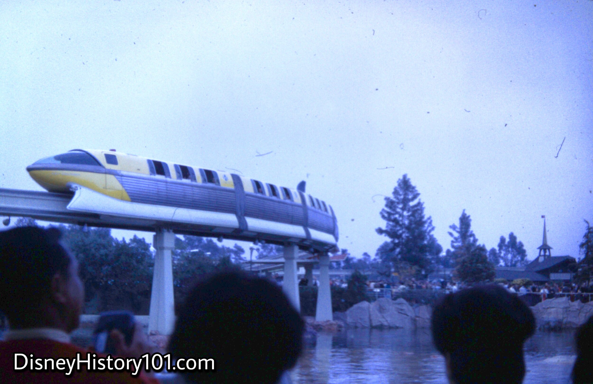 REENTERING THE PARK AND TOMORROWLAND SEGMENT - Monorail Mark II Yellow, 1965