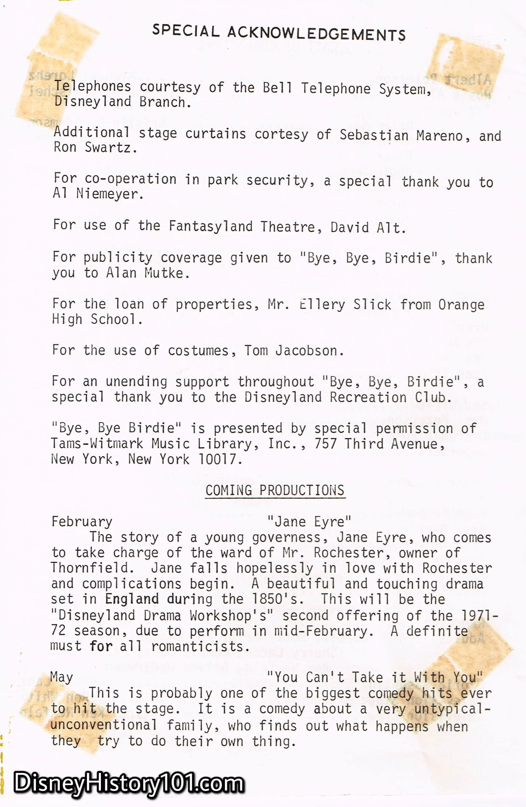 Bye, Bye, Birdie Program, (1971)