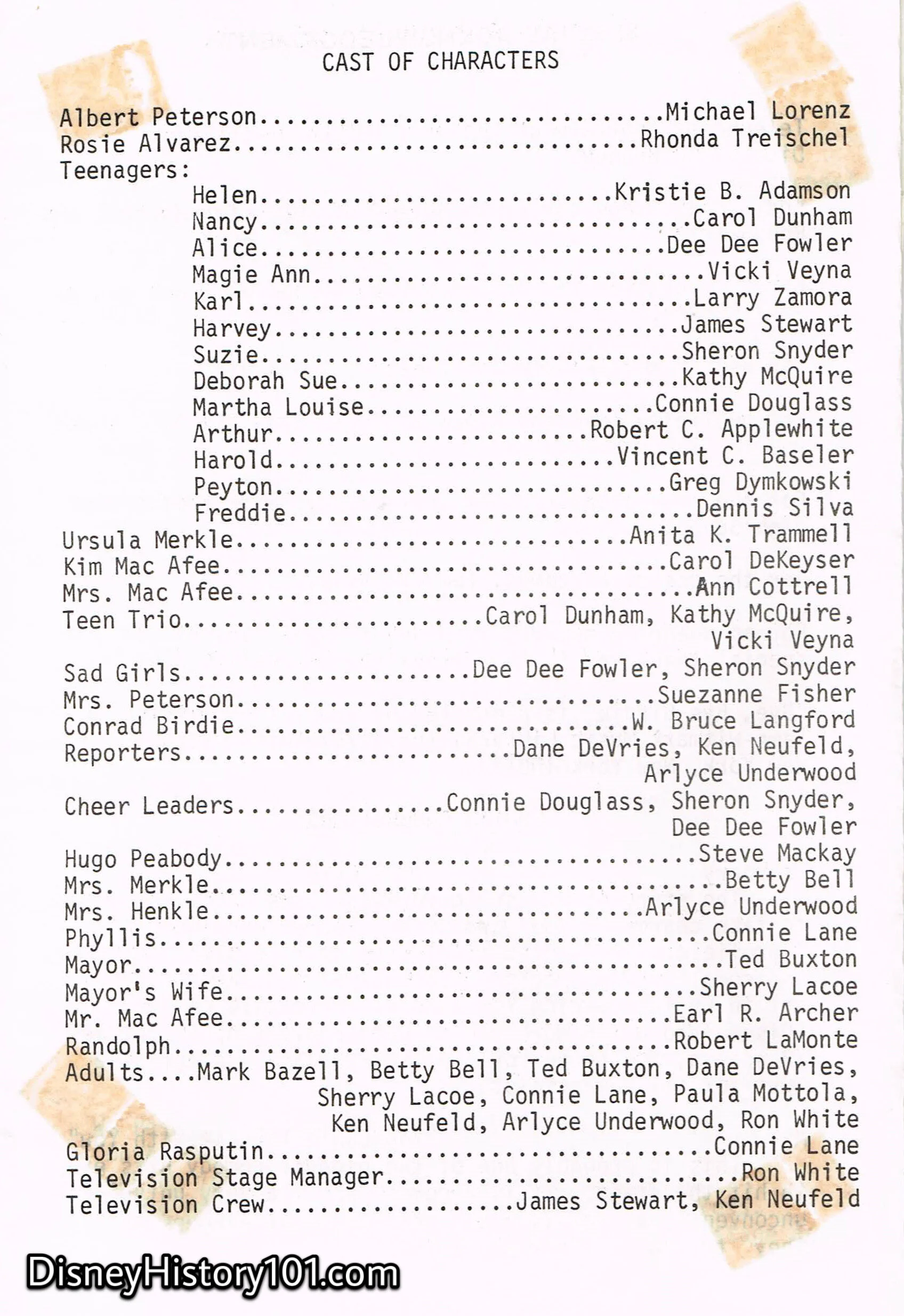 Bye, Bye, Birdie Program, (1971)