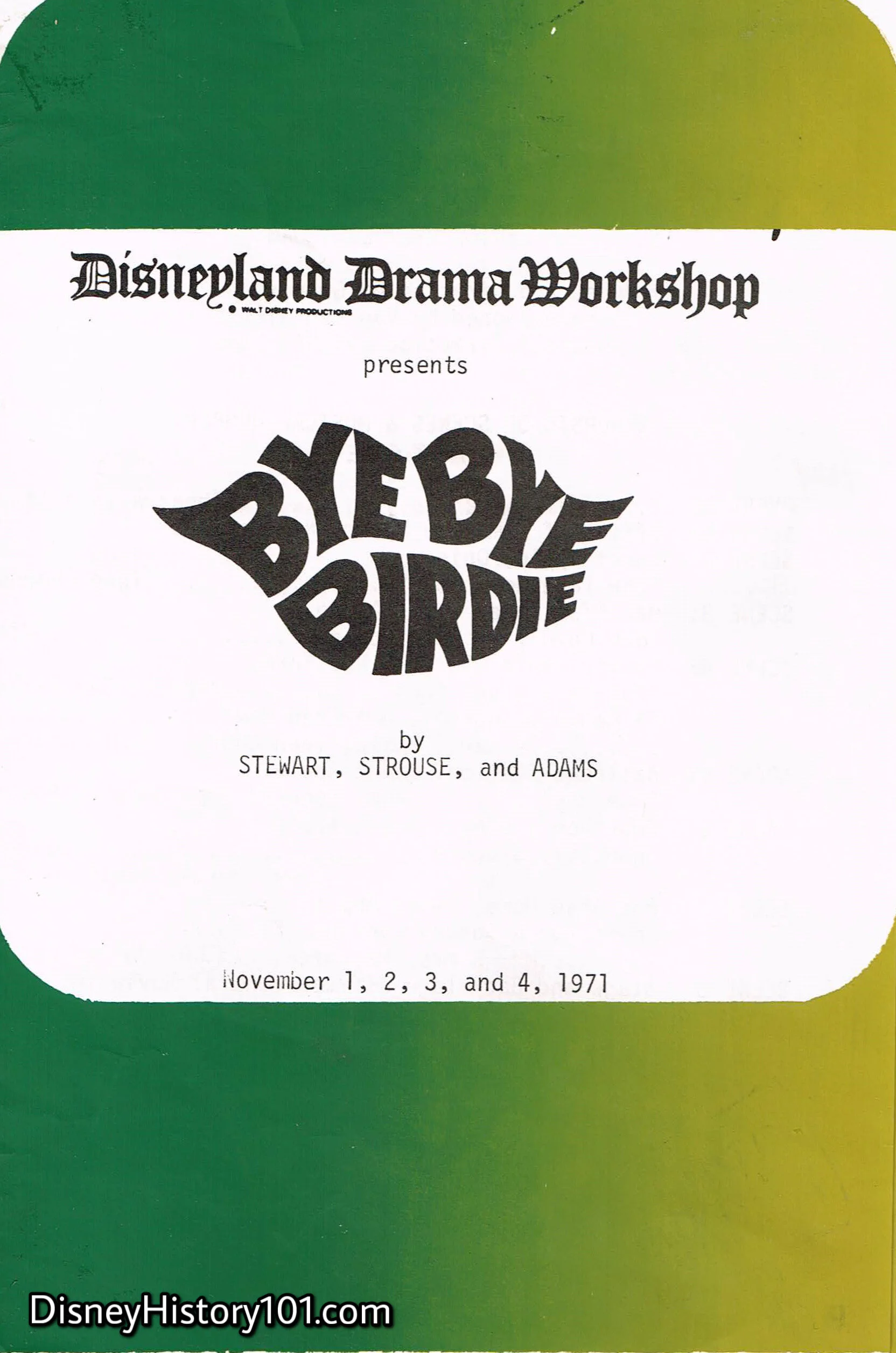 Bye, Bye, Birdie Program Cover, (1971)