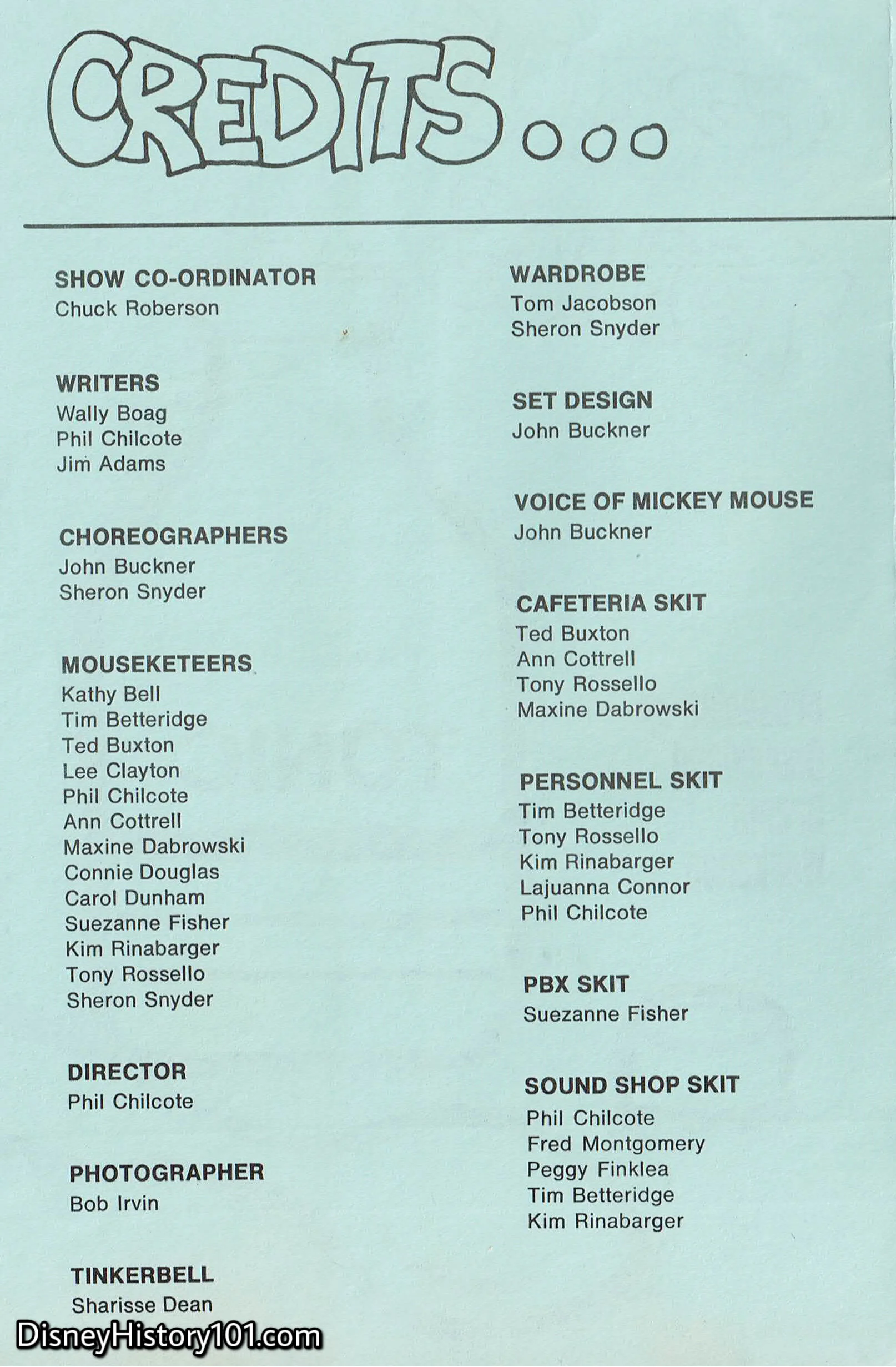 Spring Tonics '71 Program Credits Page, (1971)