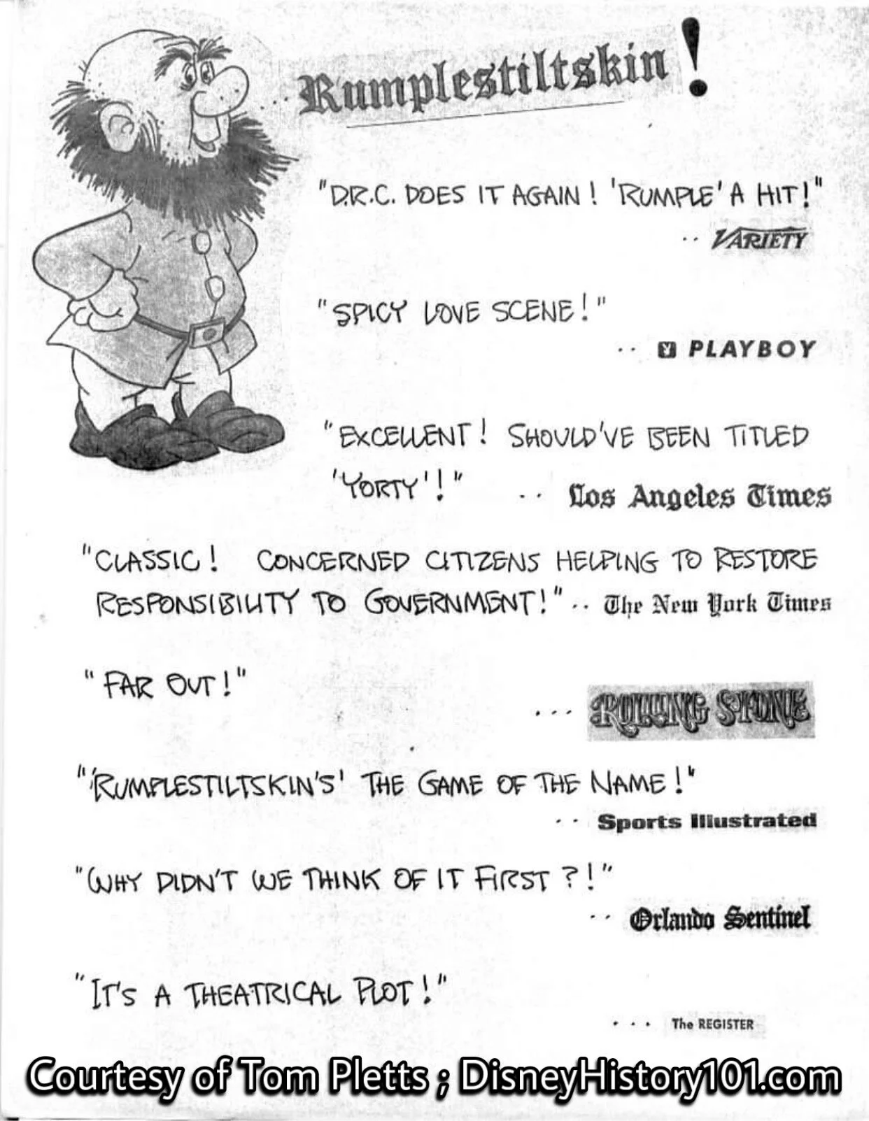 "Rumplestiltskin" Revues Poster by Tom Pletts, 1972