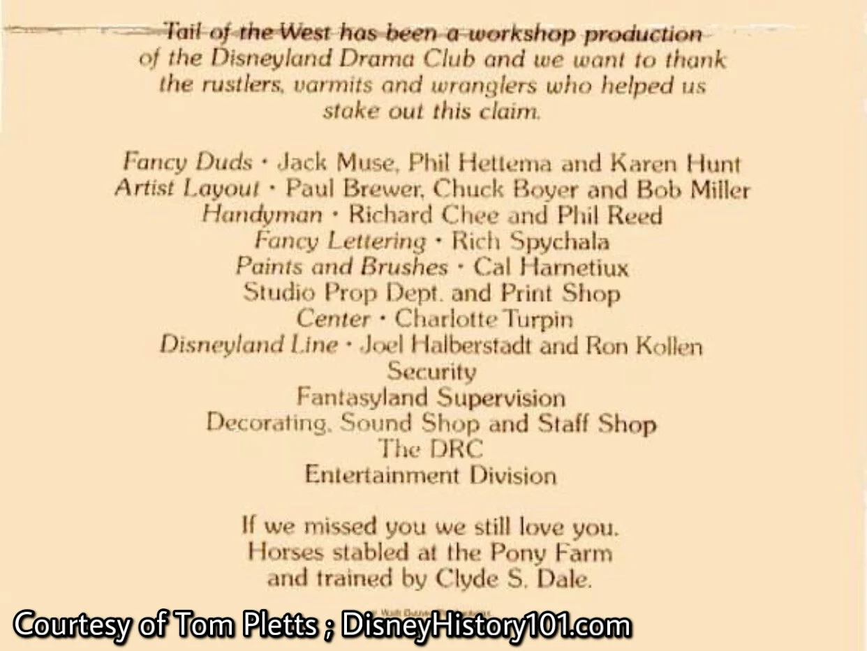 "Tail Of The West" Program, (1976)