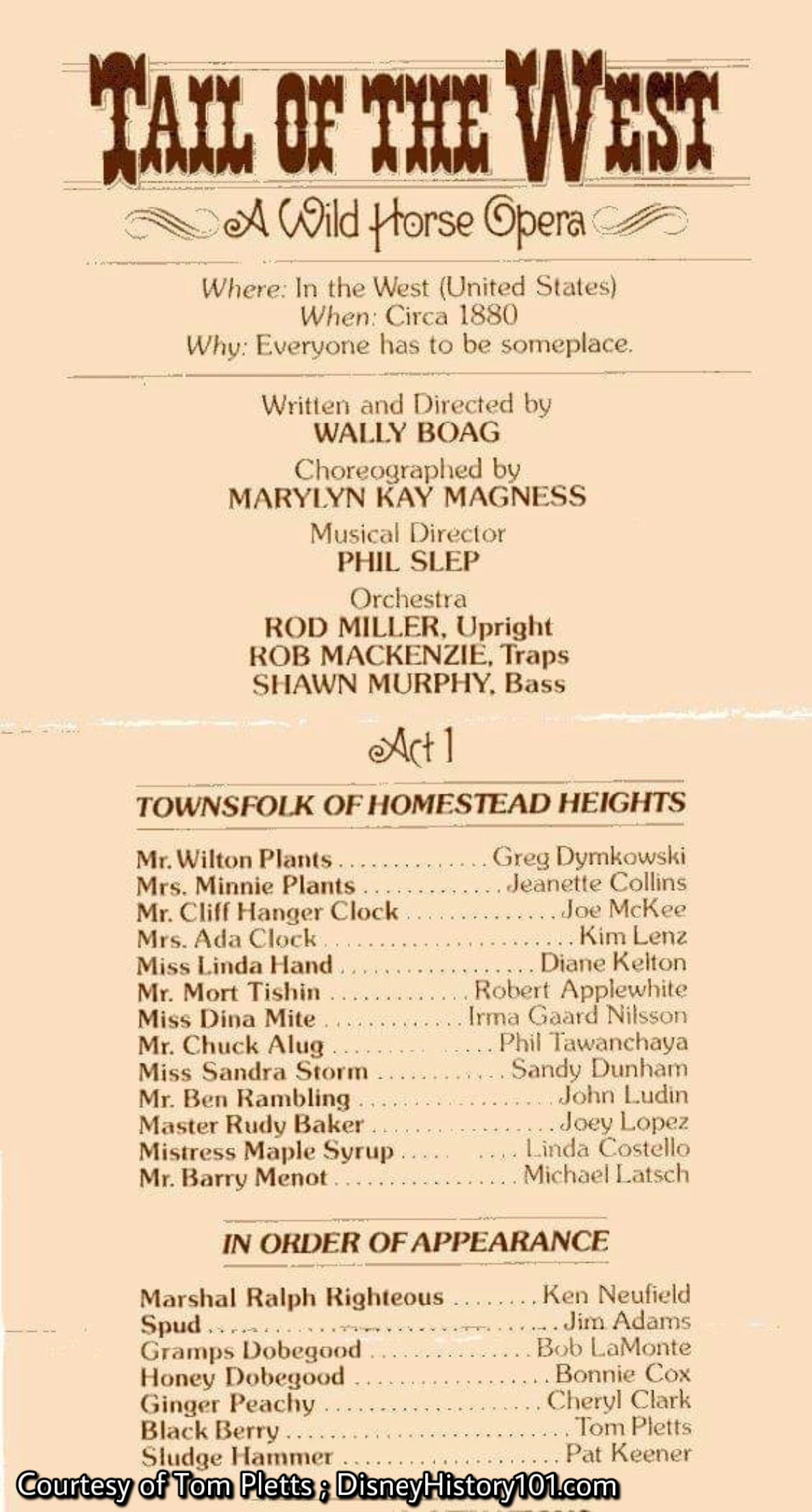 "Tail Of The West" Program, (1976)