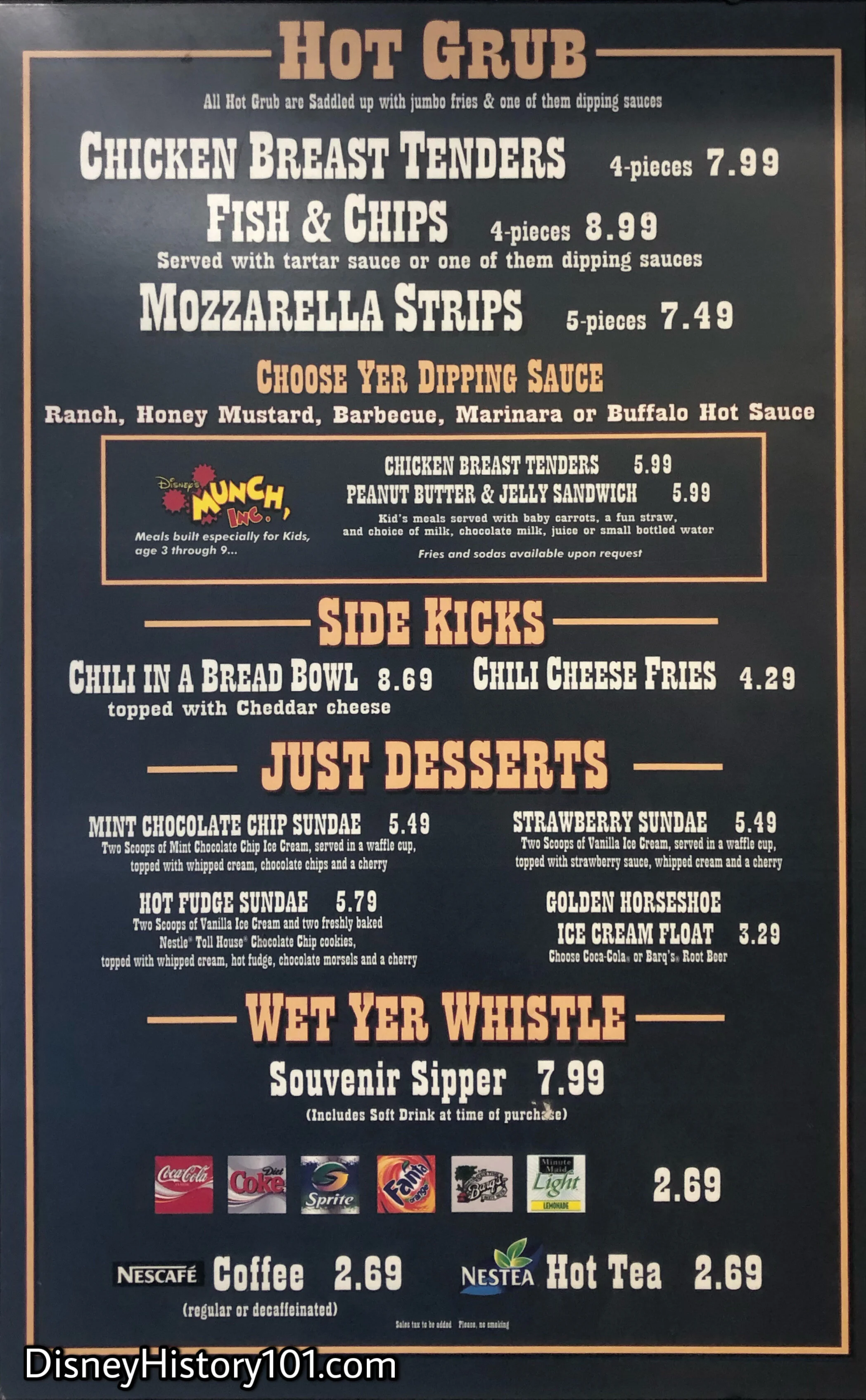 The Golden Horseshoe Menu, c. 2000s